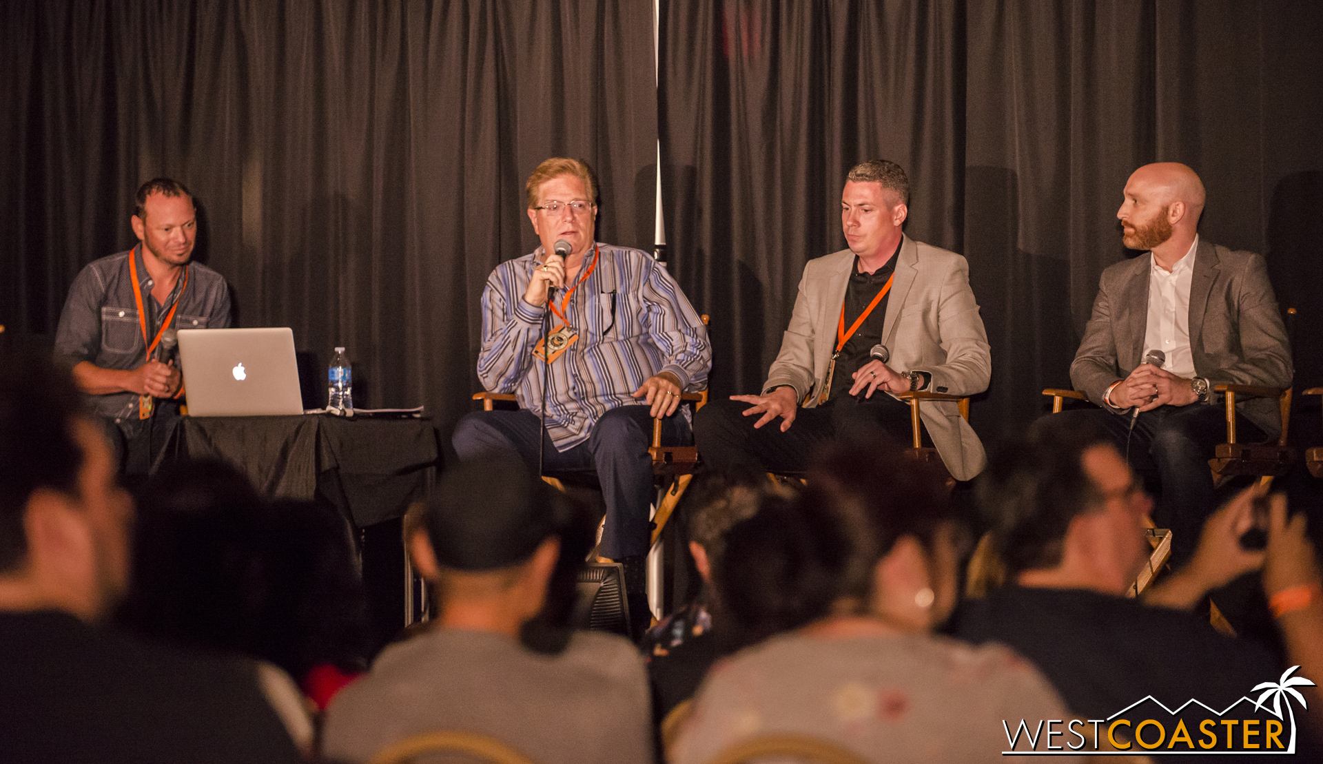 Scott Shooman, on the right, joins the panel in the back half to talk about the movie.