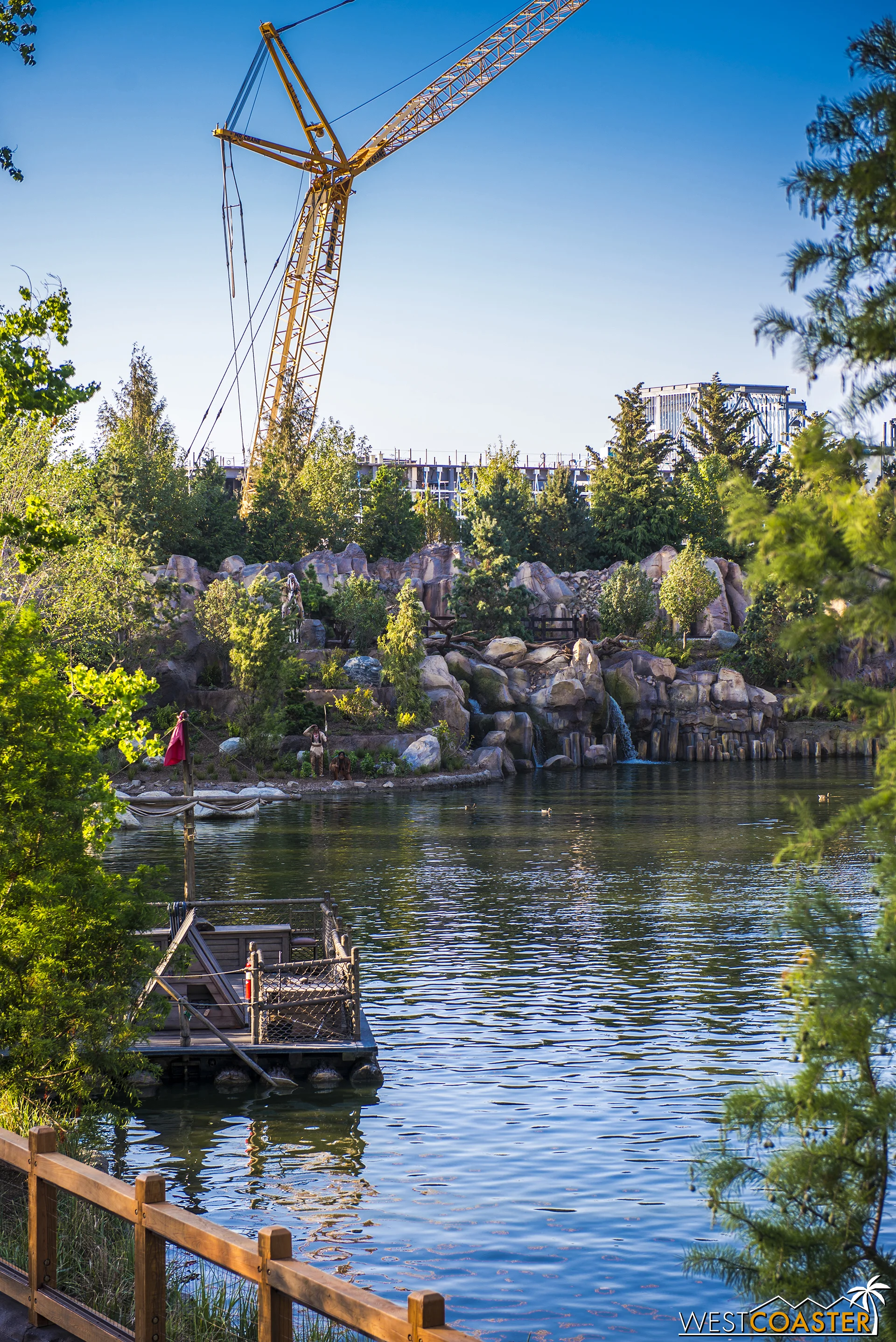 It's great, because with the forced perspective, the peaks of Star Wars: Galaxy's Edge will end up looking like another background layer of western geology from the Rivers of America side!