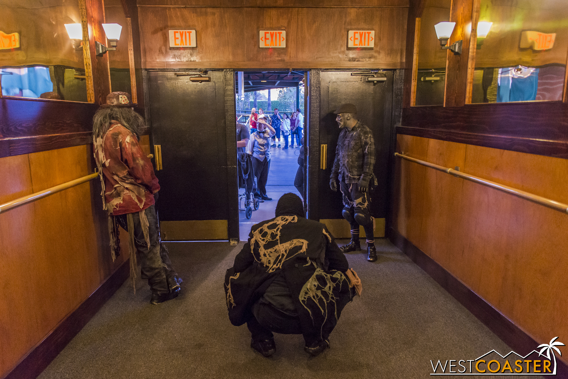  Death stalks in front of the theater entrance while Double Dee and Seaweed lurk just out of sight. 