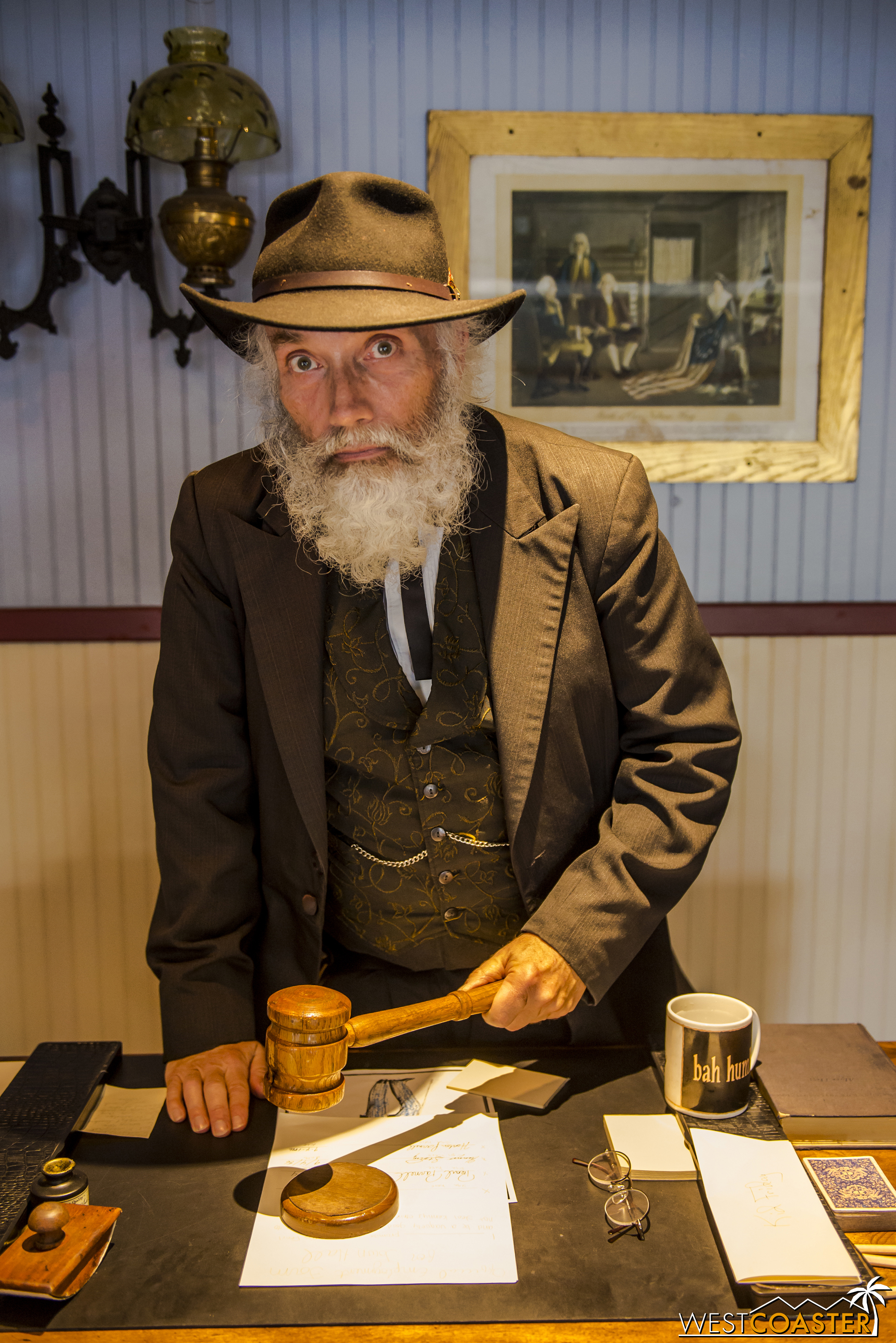  Calico's Judge Roy Bean lays down the law at Town Hall. 