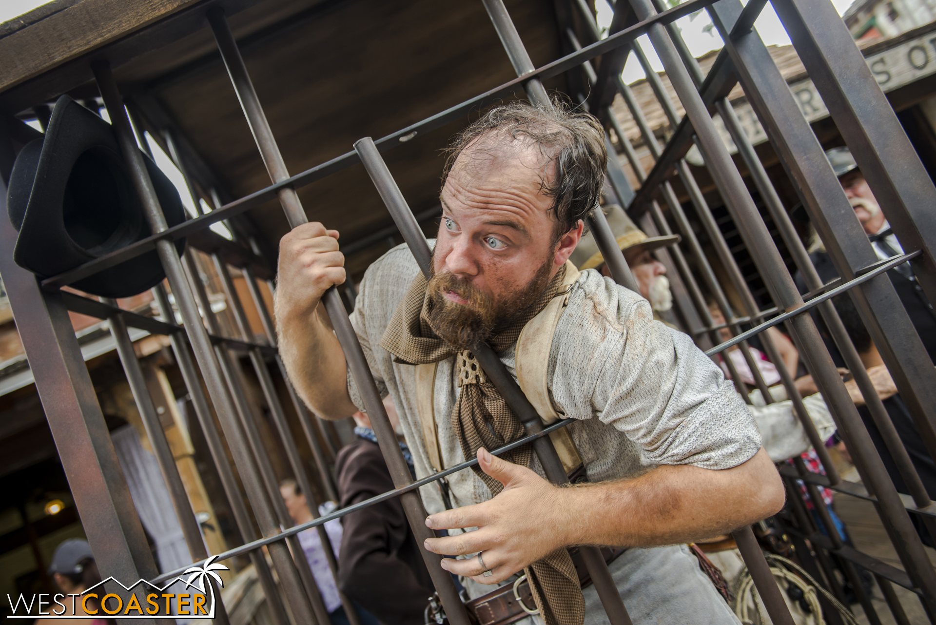  He tries to make a break out of the bars (possibly prompted to do so by yours truly). 