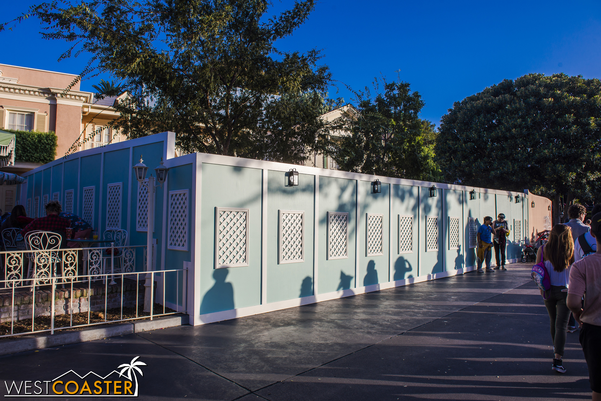  Work walls are up around the River Belle. 