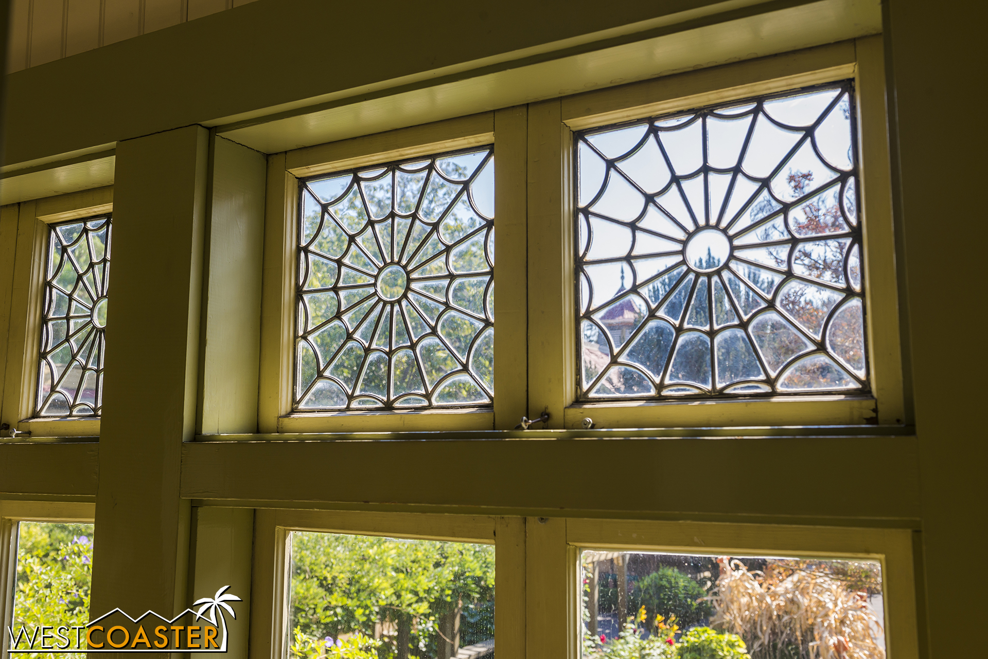  These spiderweb windows are rather fitting during the Halloween season! 