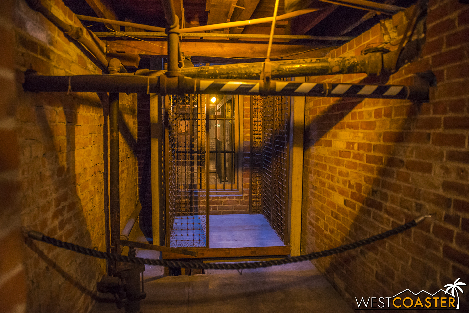  A trip through the basement passes by one of the house's elevators--now no longer in use. 