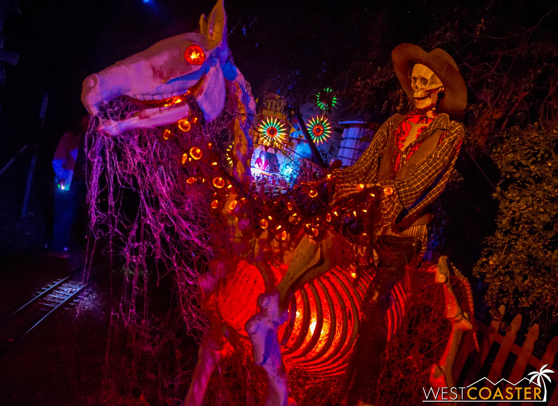 A ghostly cowboy and his horse.