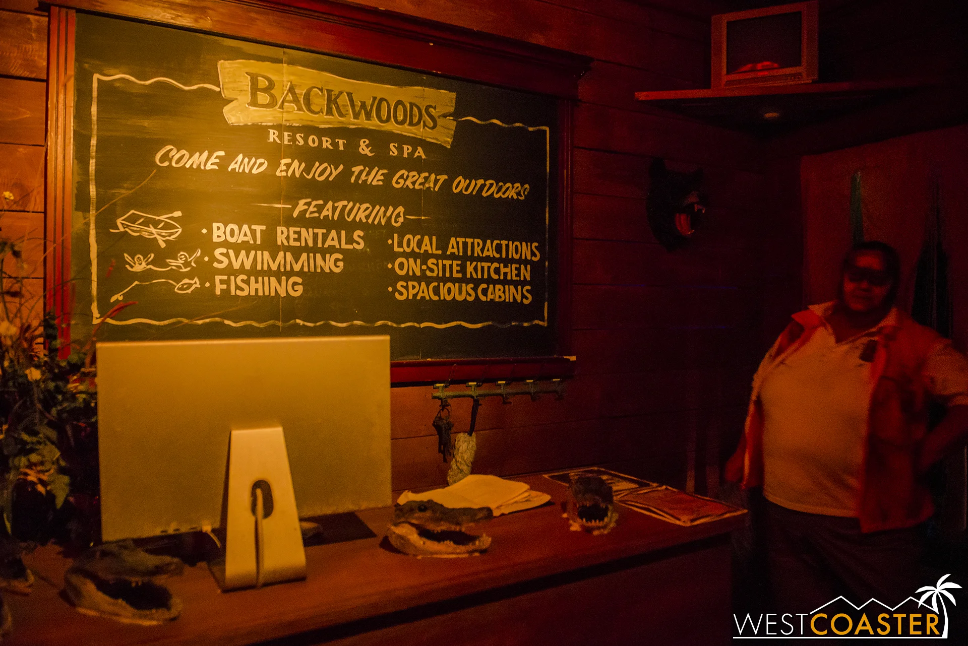 Guests are greeted by a friendly resort assistant, but they're warned of the risk in heading out to enjoy the nature outside.