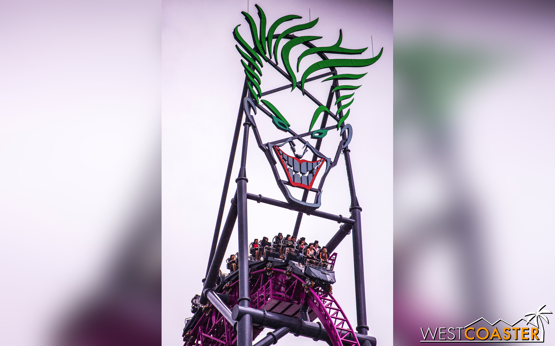  The Joker sports a menacing grin at the top of DC Rivals HyperCoaster. 
