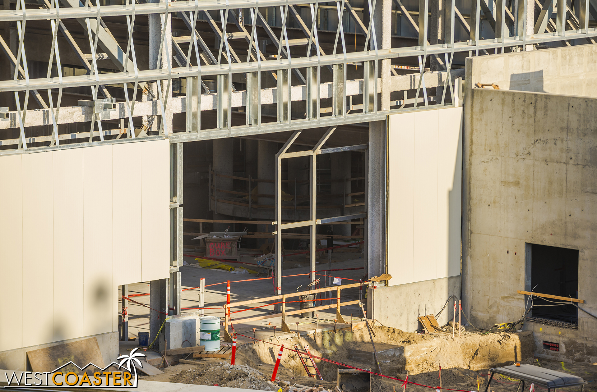  Looks like there will be another large maintenance opening provided here, though.&nbsp; Possibly a large roll-up or sliding barn door here.&nbsp; A smaller man door to the left can be seen in the outline of what's been "cut out" of the wall paneling