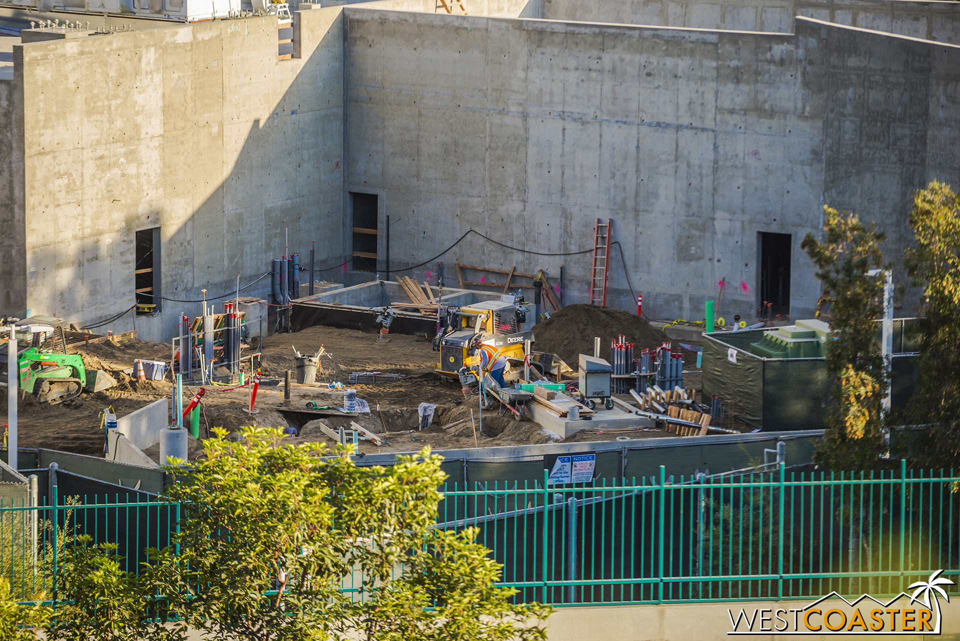  Back of house areas here, continuing to get worked on, with plenty of utilities sticking up.&nbsp; This could end up being the main power center supplying the whole land. 