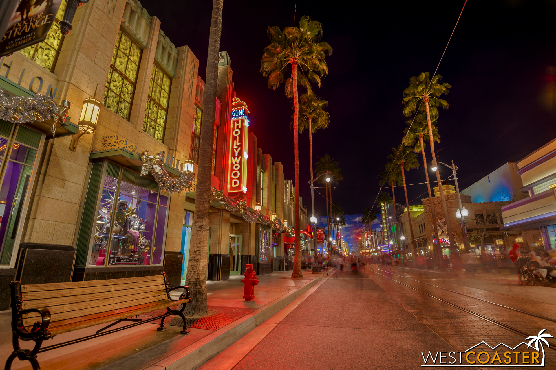  Christmas is glitzy in Hollywood Land but not as densely decorated. 