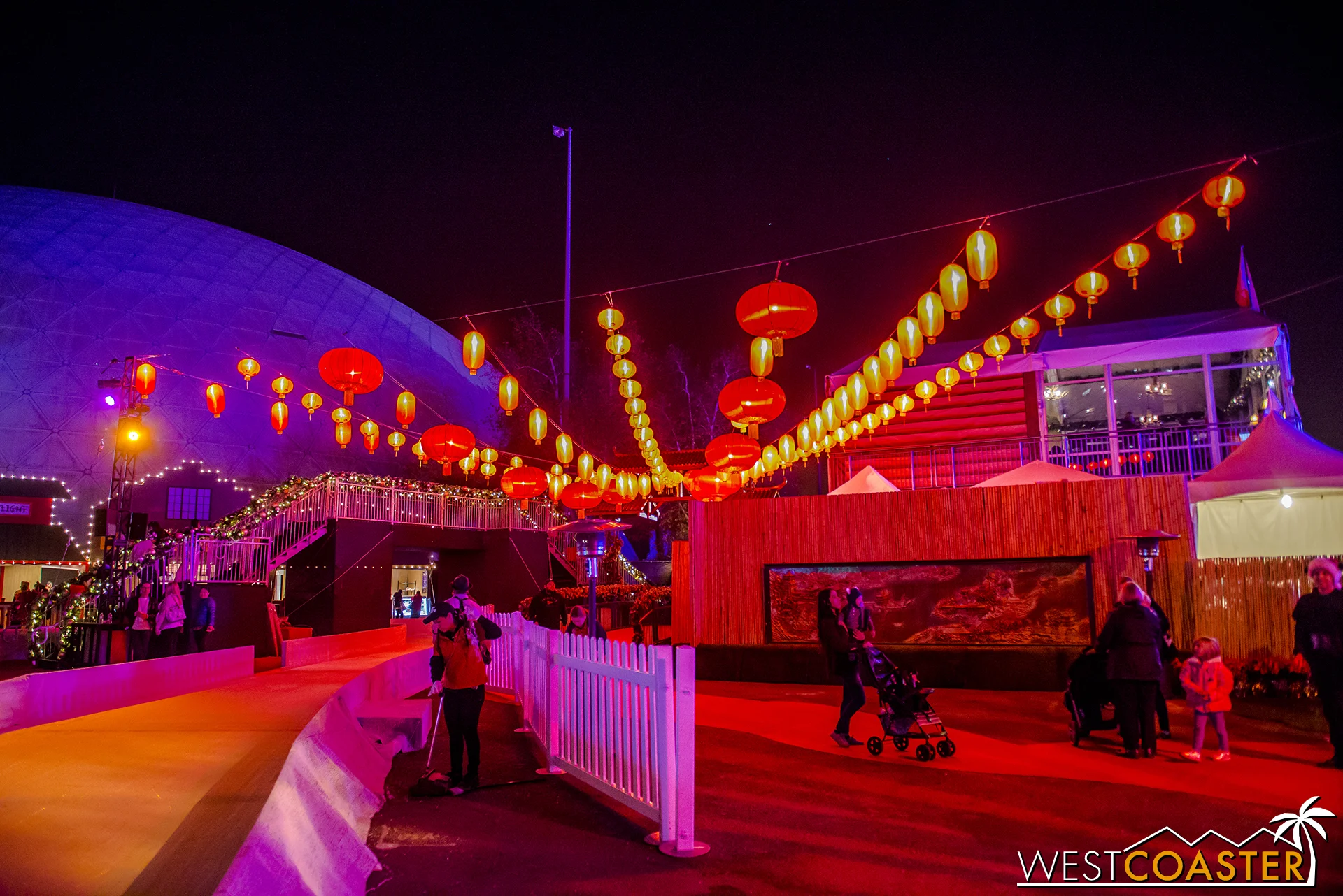 Hanging red lanterns in the China area provide a lovely view.