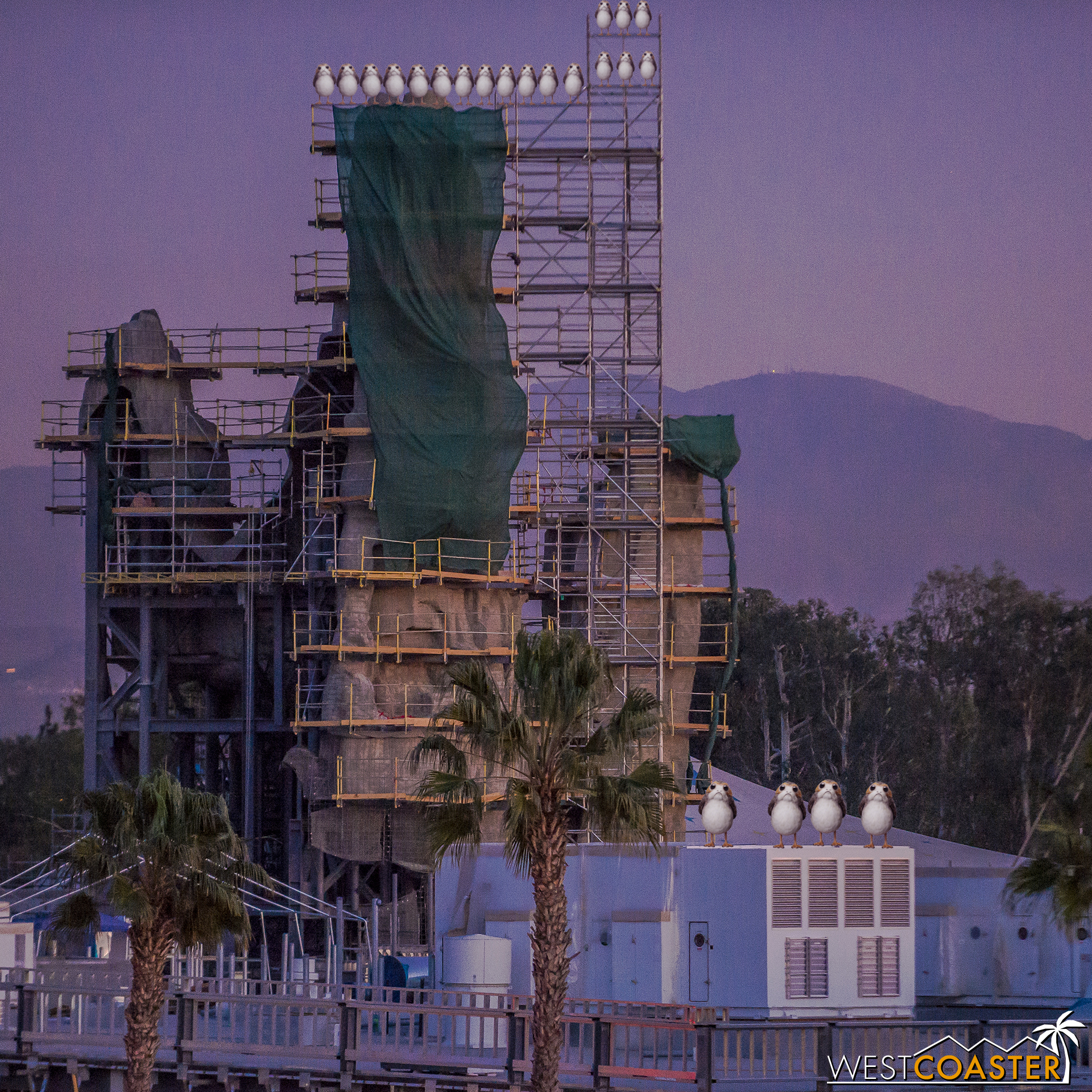  Peeking at the most completed peaks, we see the rockwork coming along. Hopefully, they won't leave the backside of the structure exposed like that.&nbsp; We shall see... 