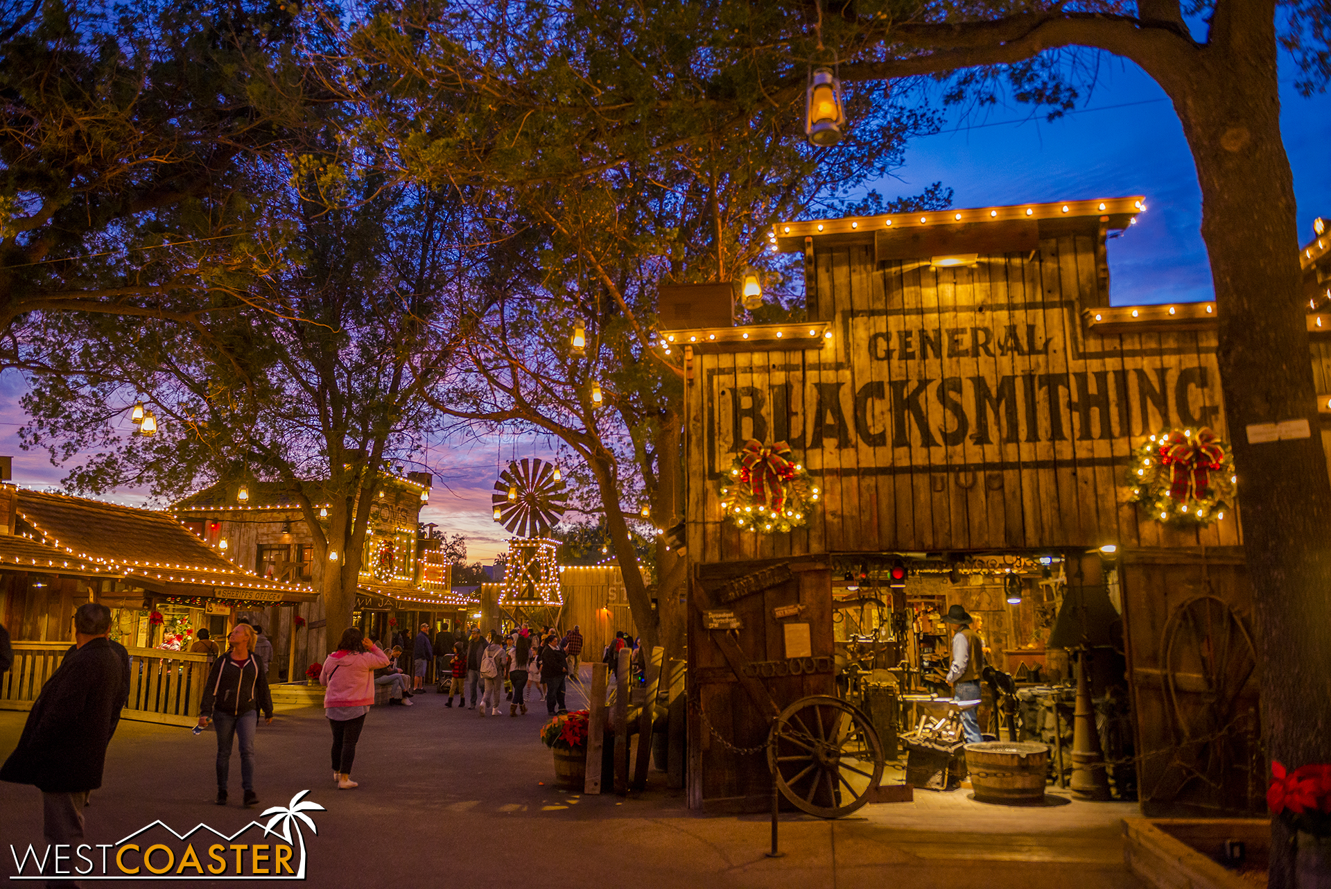  The skies are not quite dark, but the streets are already lit up. 