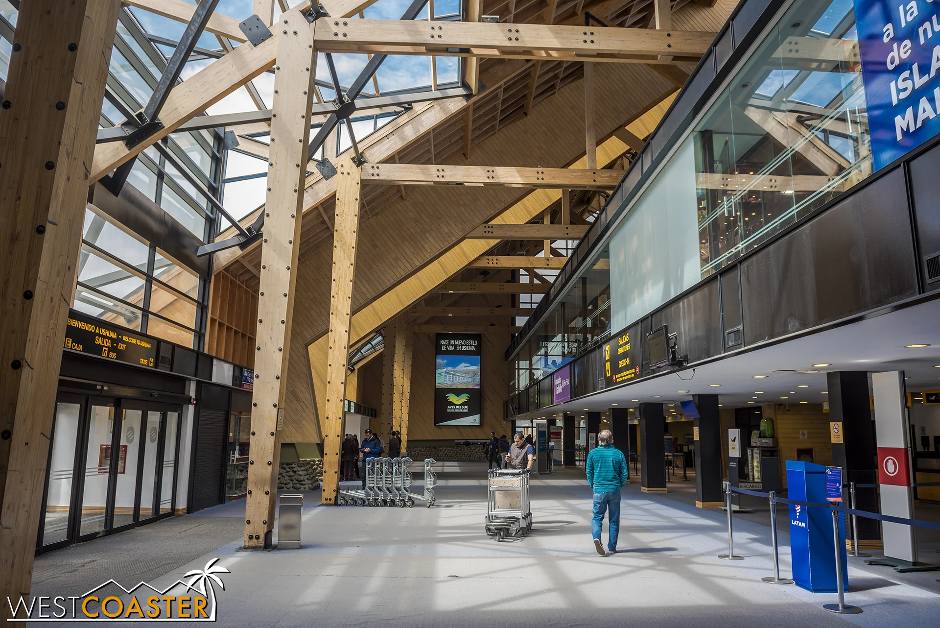 Inside the main lobby of Ushuaia's very intimate international airport.