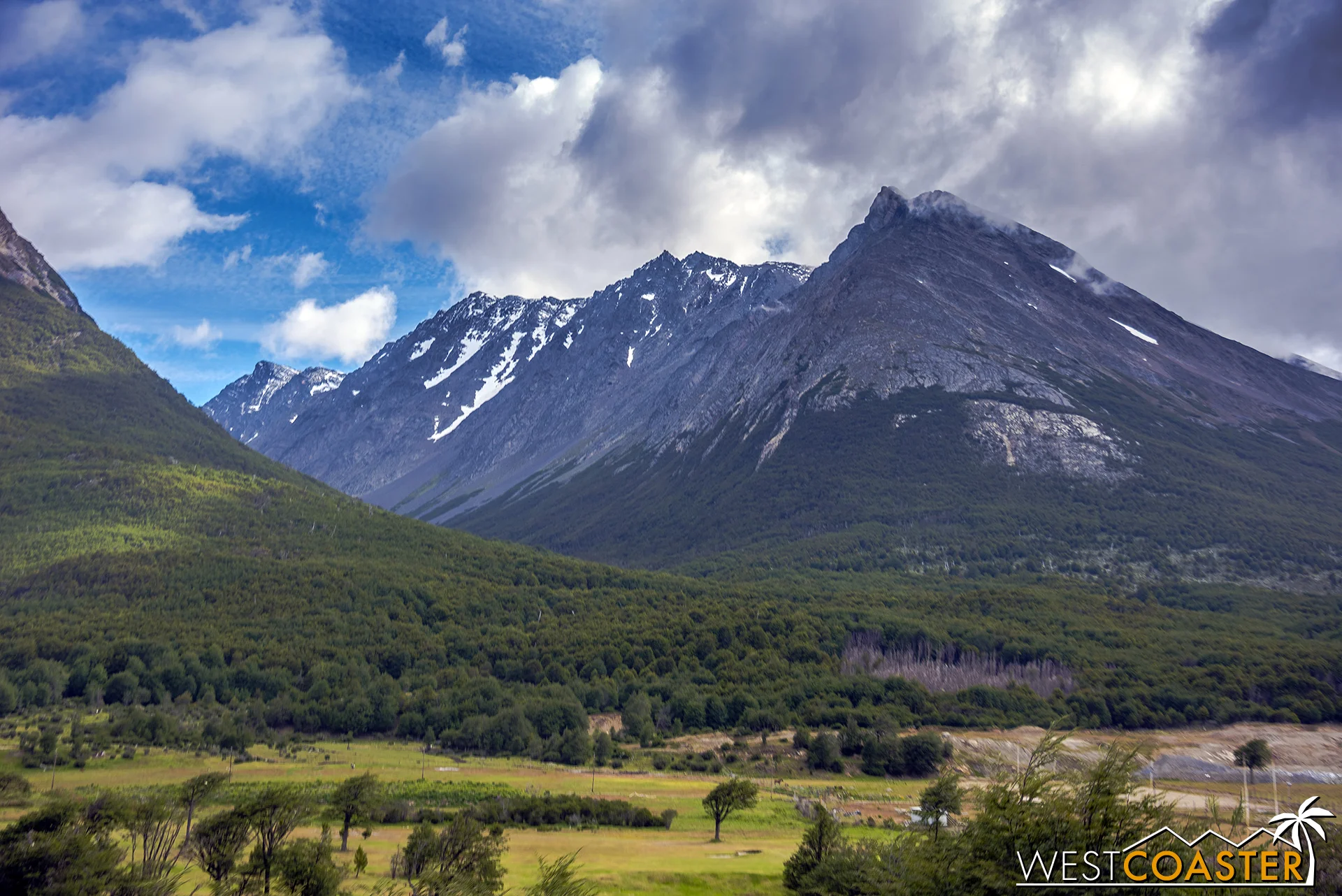The view driving into Tierra del Fuego National Park.
