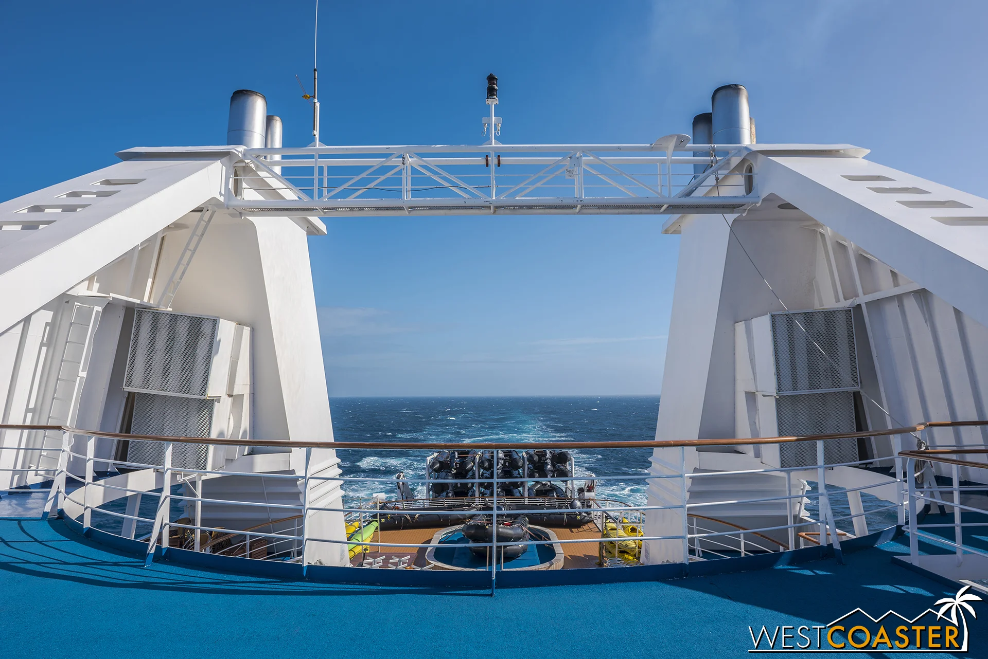 The view from the top of the promenade on board the Ocean Diamond .