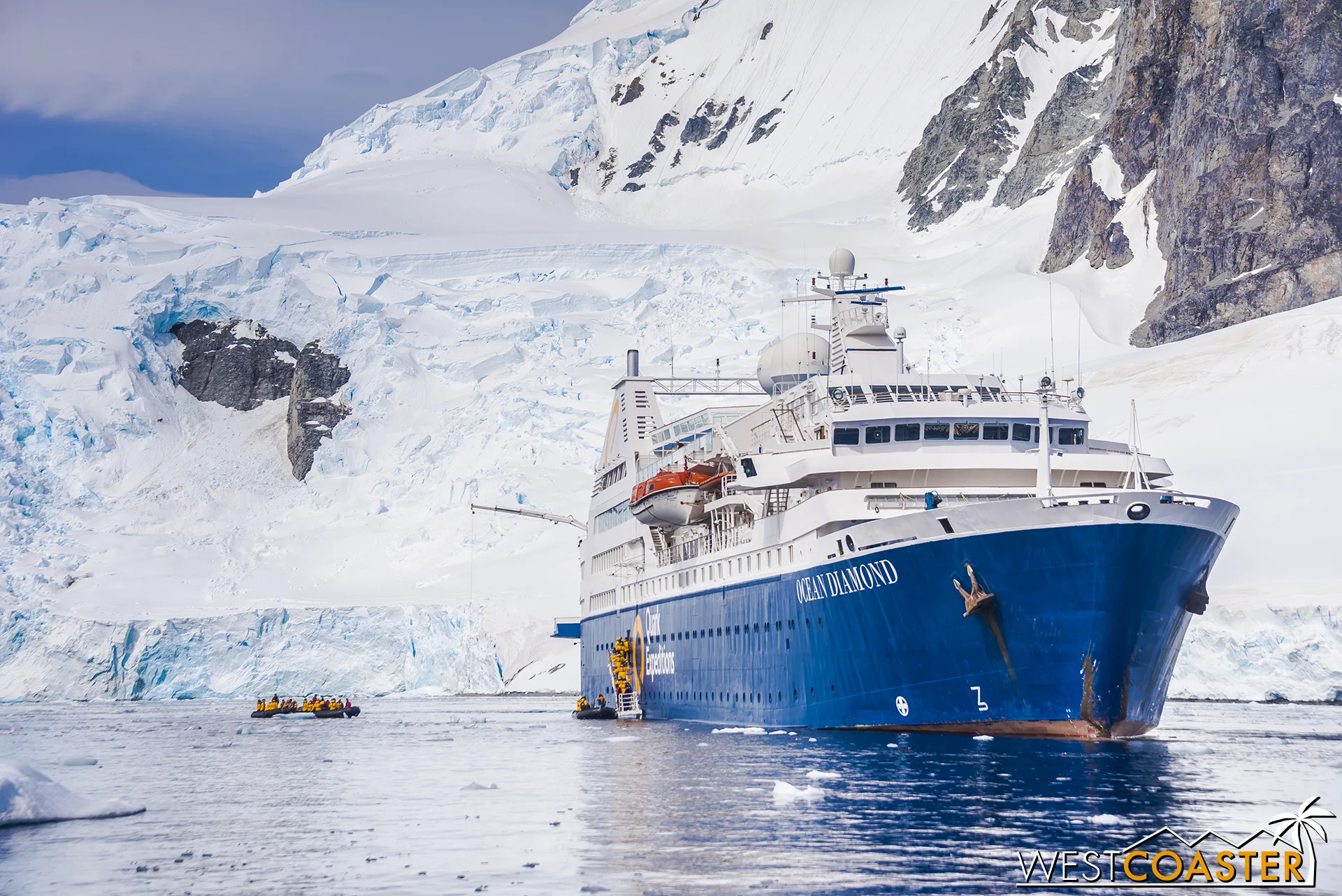 The ship, anchored in one of the many Antarctic bays we visited.