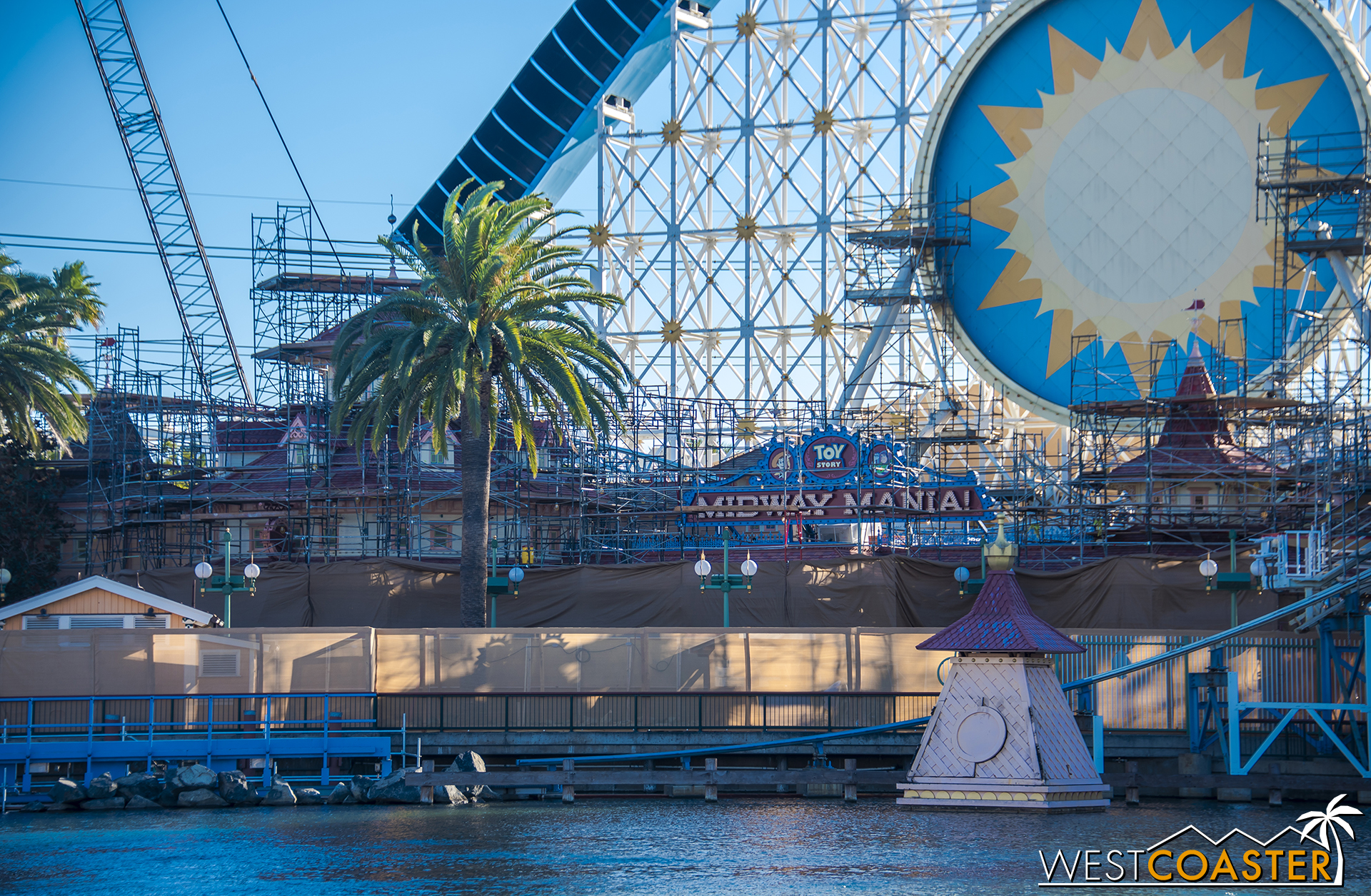  A slew of scaffolding has gone up all along the back of Paradise Pier for work on the building facades. 