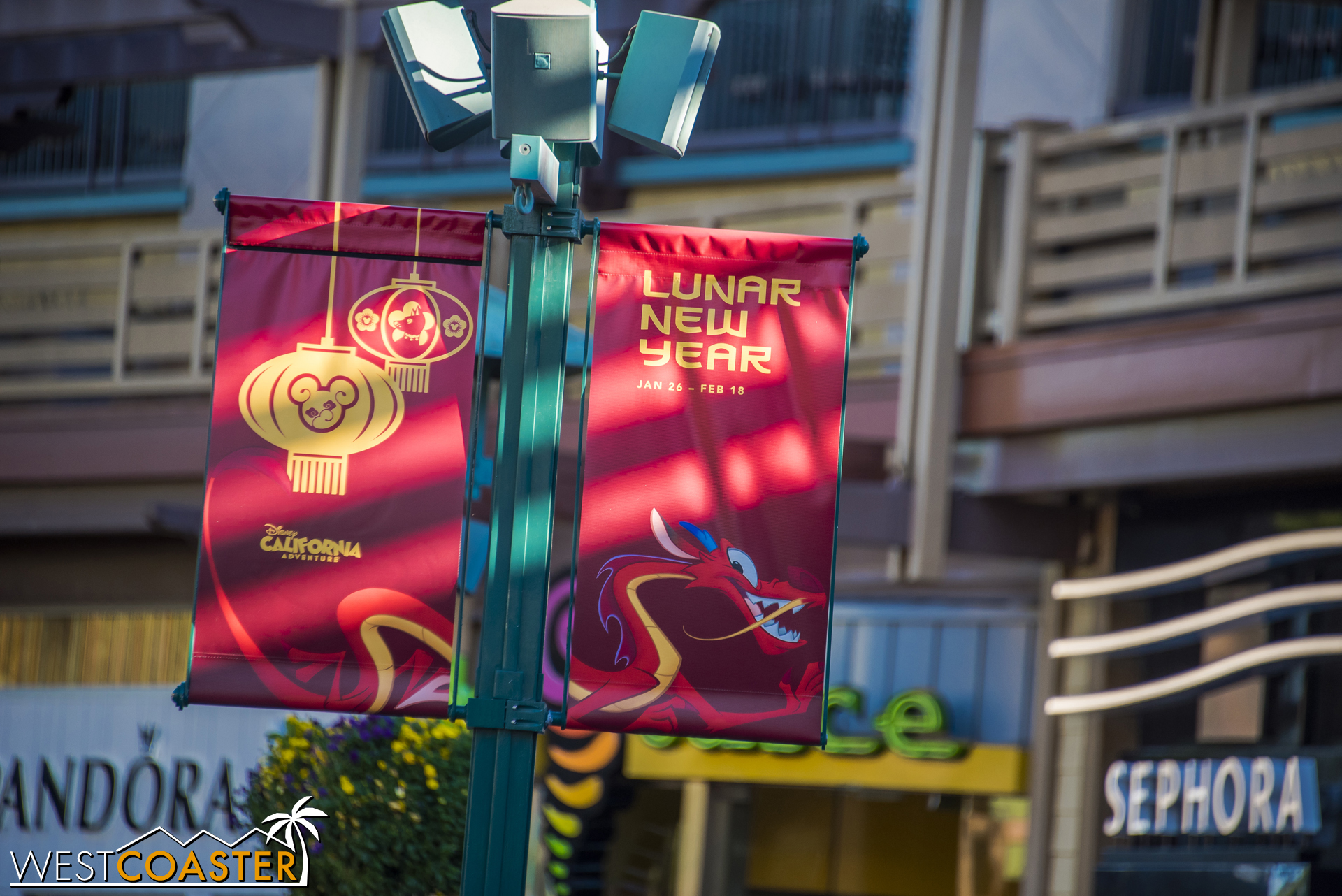  Banners all across Downtown Disney are advertising this year's Lunar New Year celebration at DCA. 