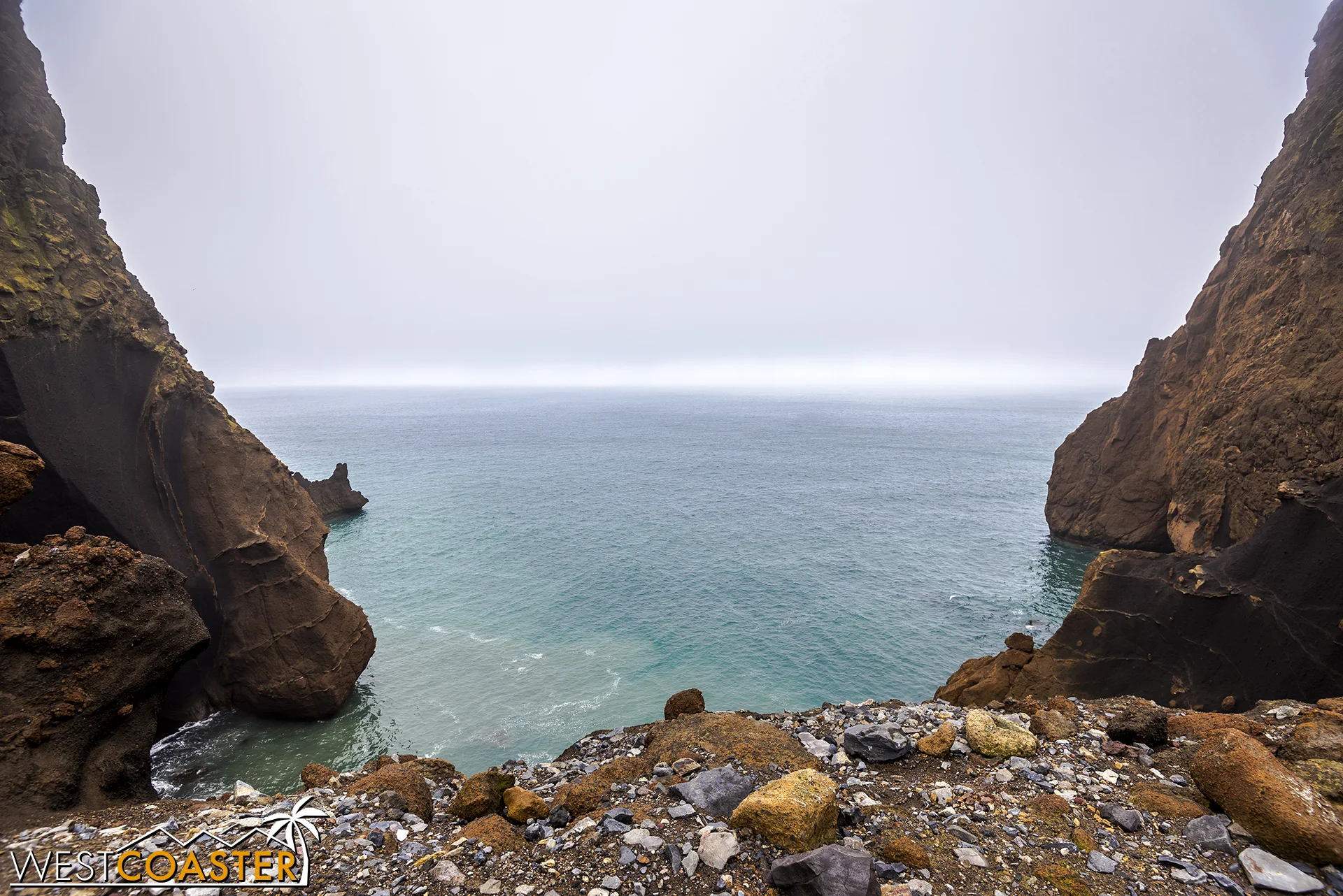 Gazing out to sea from the viewpoint of Neptune's Window.