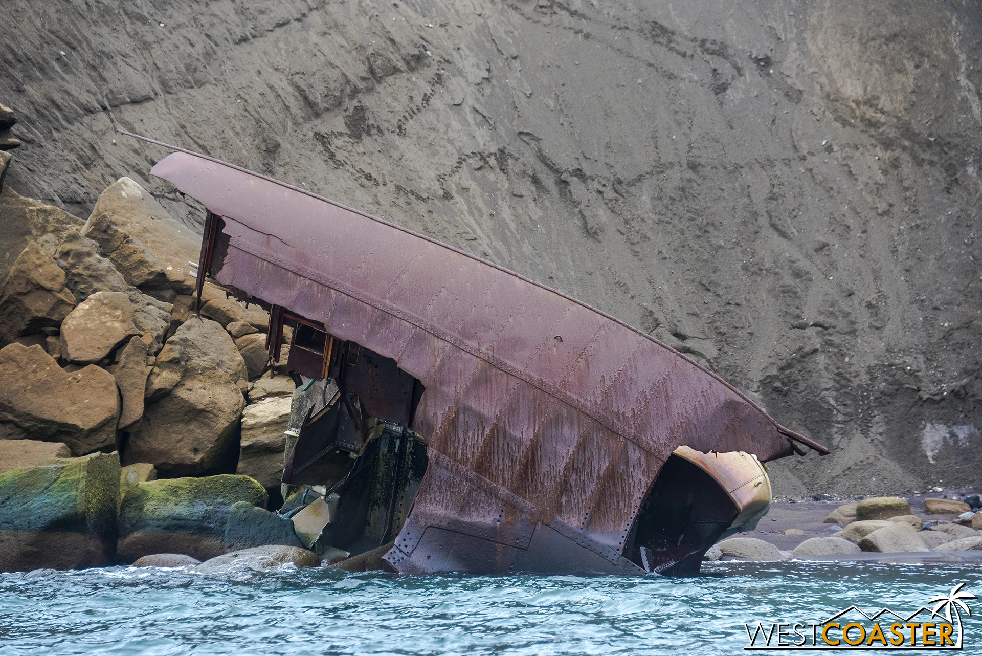 Close-up of remnants of the shipwreck.