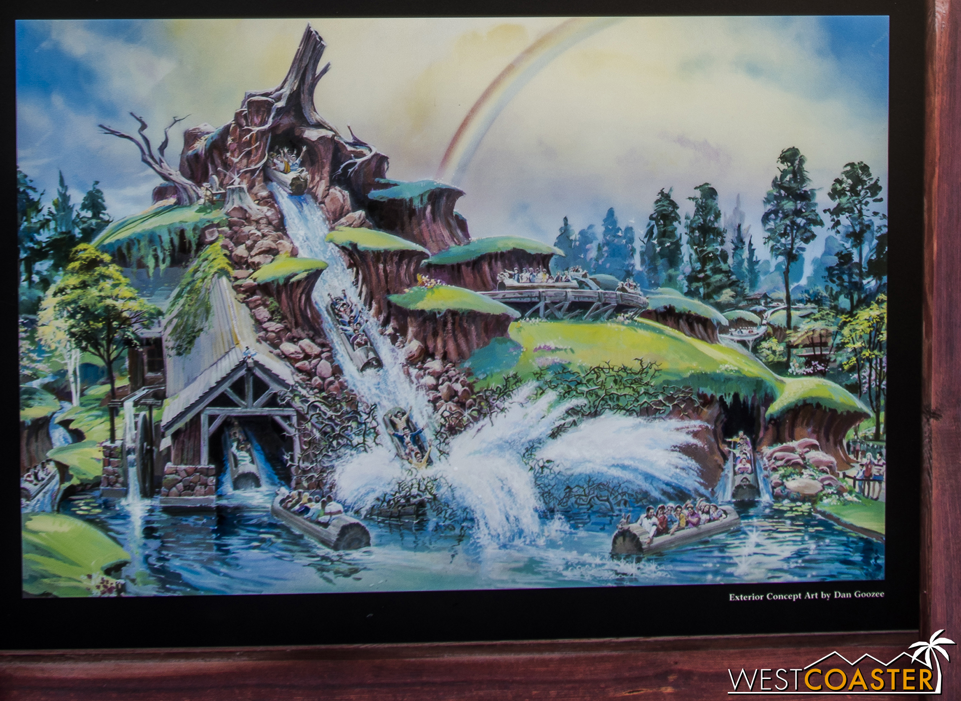 Apparently, someone told the concept artist to just go ALL LOGS, ALL THE TIME!!! It's laughably absurd how many logs are in this concept art, in clear violation of blocking zones. And sure, it's concept art, so never rely on it for accuracy. But just look at it! There are 3-4 logs per block zone! Three logs going down the drop at the same time! In fact, I counted 15 logs overall in the entire rendering. It's like someone "Pimp My Ride"d the drawing--but with logs. That cannot be OSHA compliant...