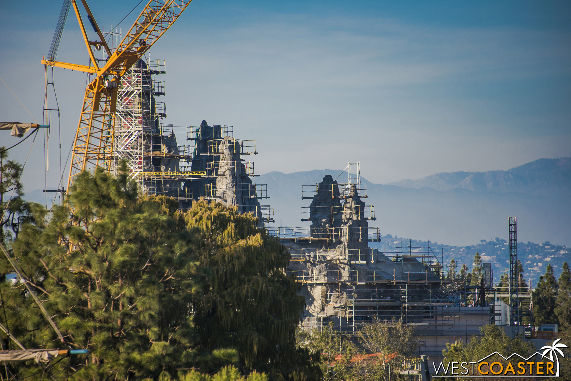 It'll be pretty exciting to see the finished forced perspective effect of this behind the Rivers of America and Frontierland.
