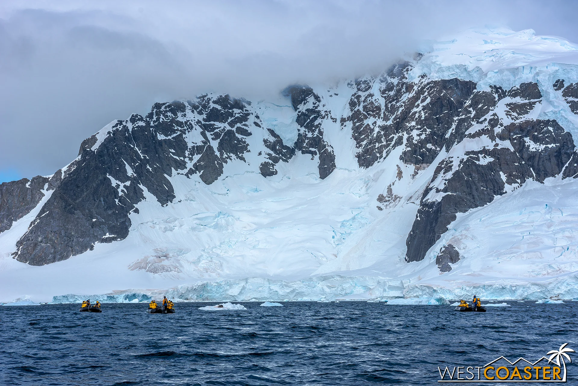 Zodiacs exploring out on the water.
