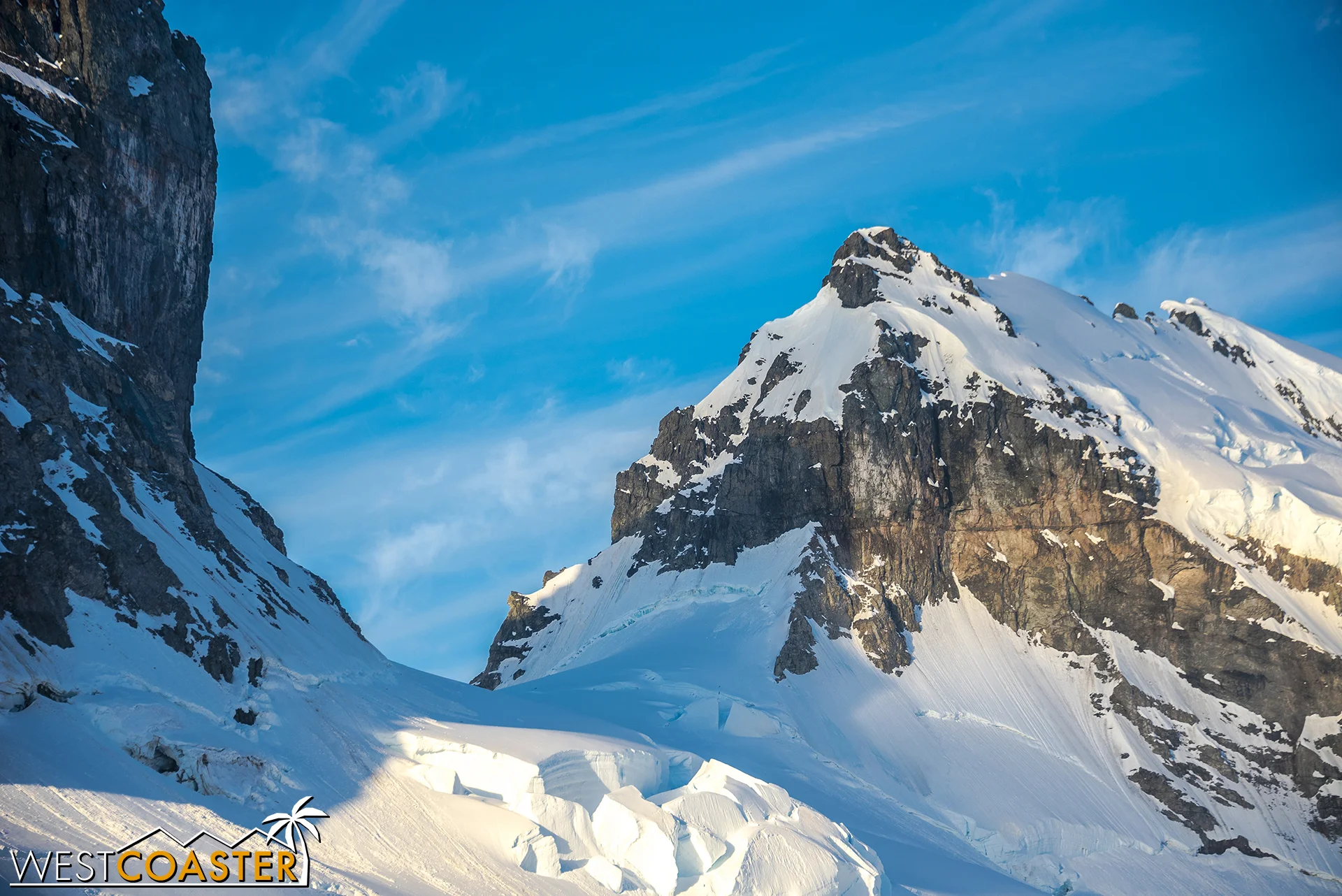 Beautiful, snowy mountaintops surround us.