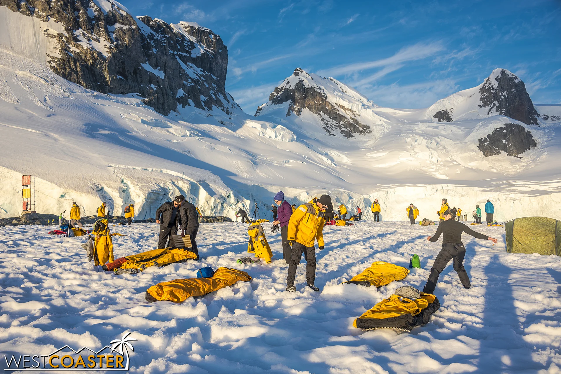 Setting up camp.