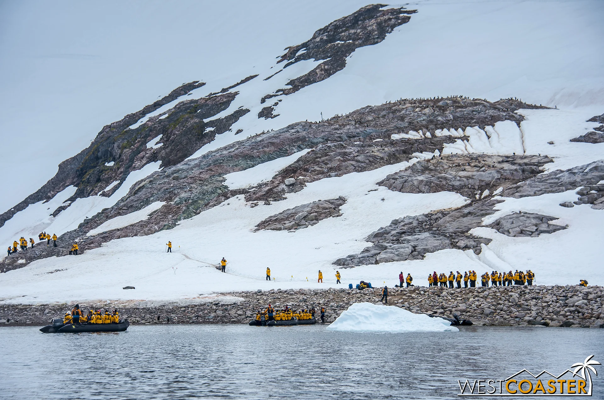 A rocky beach landing for those going ashore.