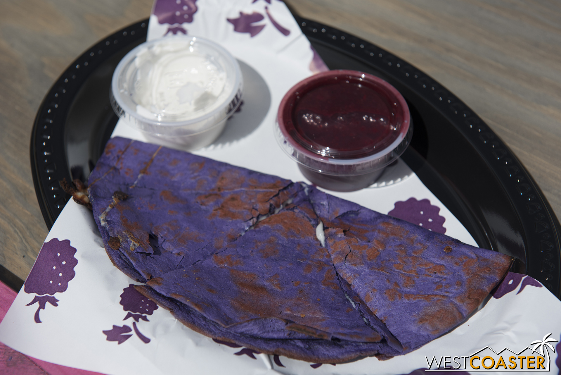  I personally enjoyed the Boysenberry Cheese Quesadilla, though I know others who were more lackluster toward it.&nbsp; Mine happened to be hot and fresh off the grill.&nbsp; The boysenberry sour cream was a nice fruit and dairy infusion, while the b