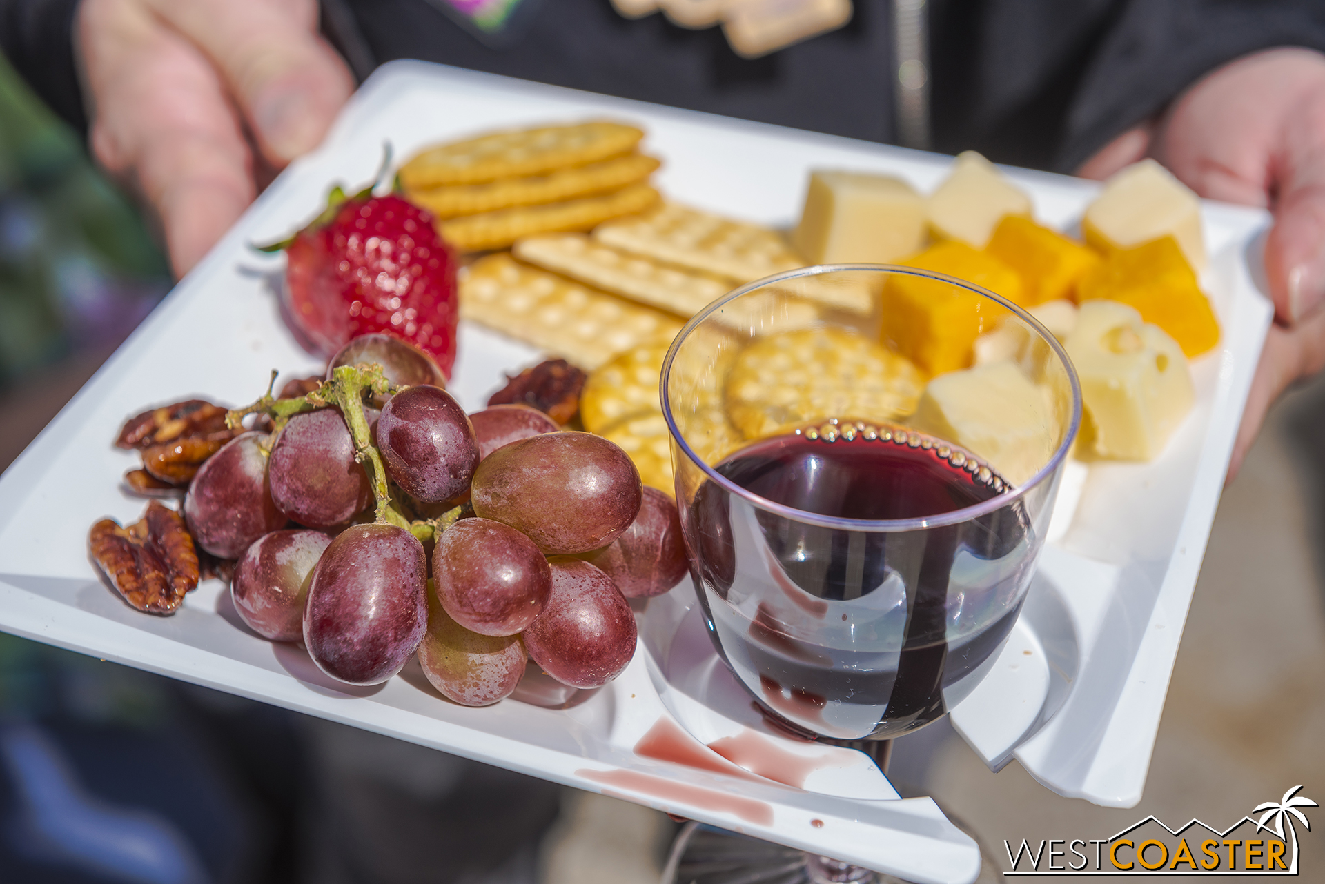  Buy a booze tasting card, get fancy hors d'oeuvres.&nbsp; Or, well, not actually fancy. 
