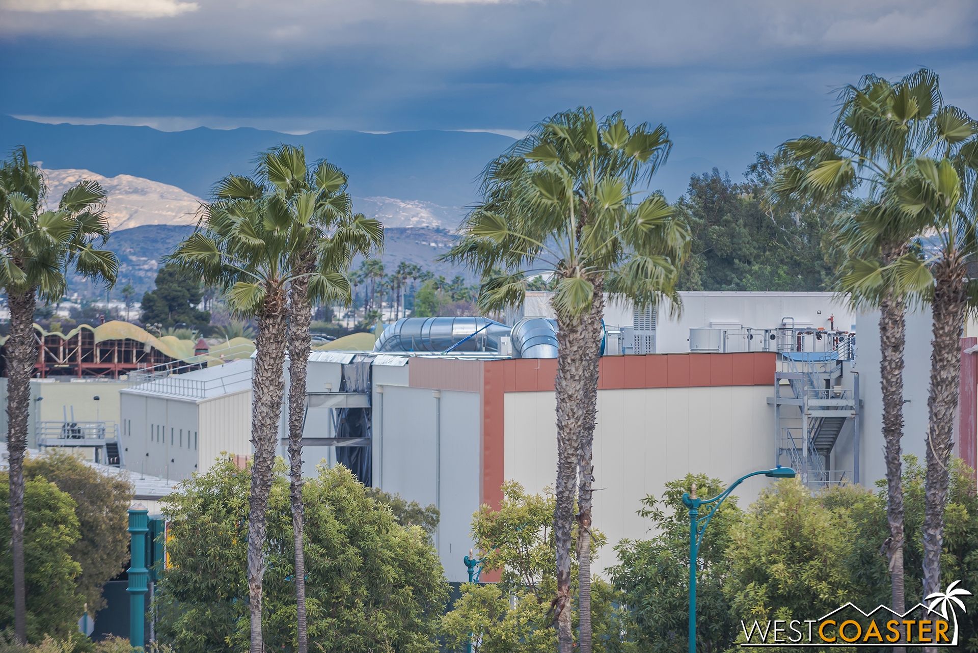  The facade of the Millennium Falcon building is finishing up. 