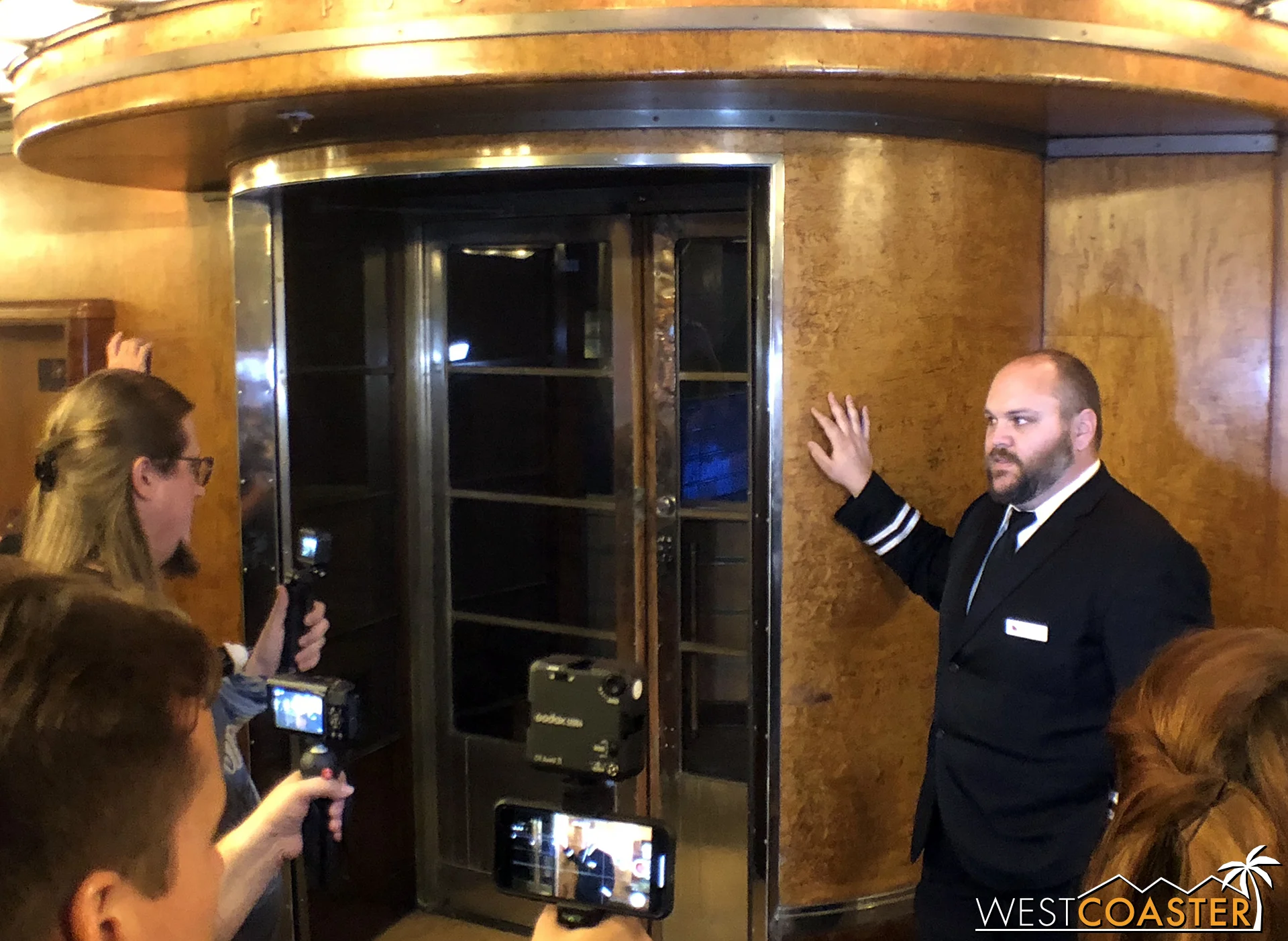 Pointing out the eerie haunted wall paneling of the ship. Oooooooo...