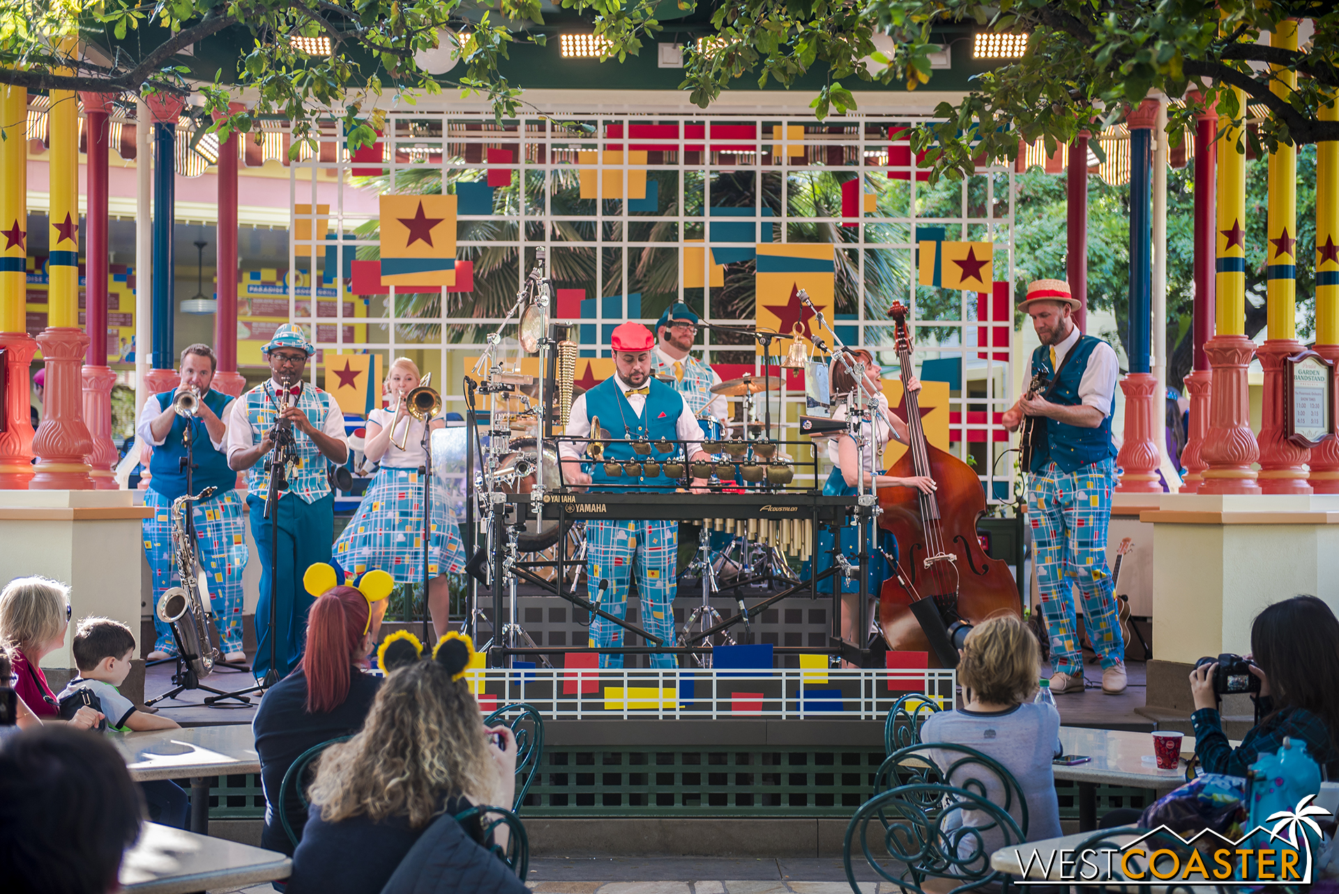  The Pixarmonic Orchestra jams at the Paradise Garden Bandstand. 