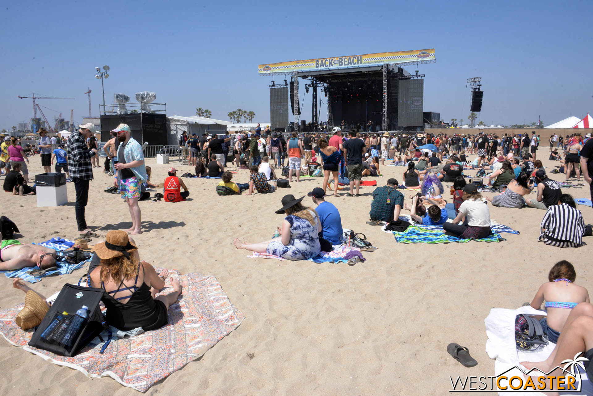 Many guests just brought their own blankets and laid out on the sand.
