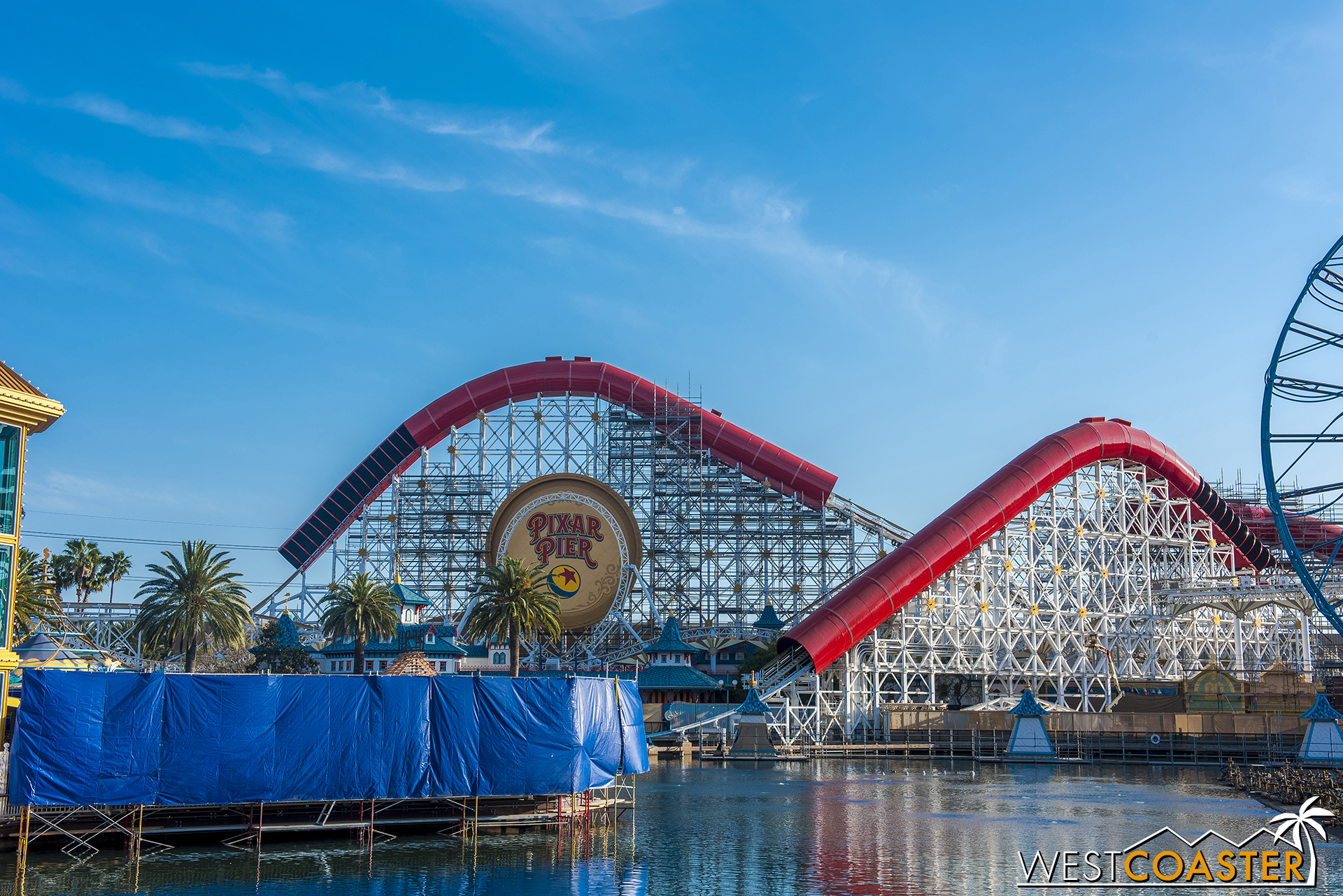  Scaffolding is coming down across the Incredicoaster. 