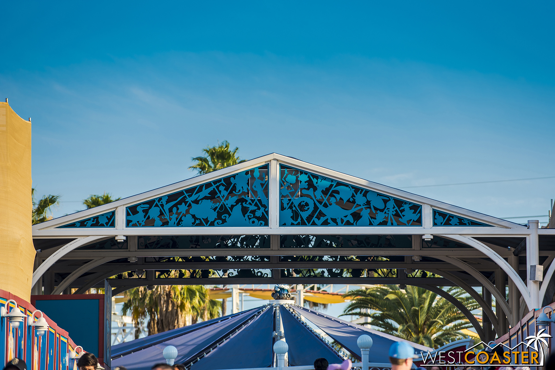 The new canopy over the main walkway has been given a series of silhouettes of various Pixar characters.