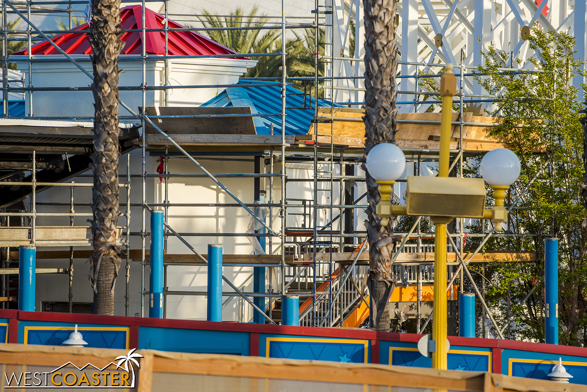  Some of the roofing has already been repainted. 