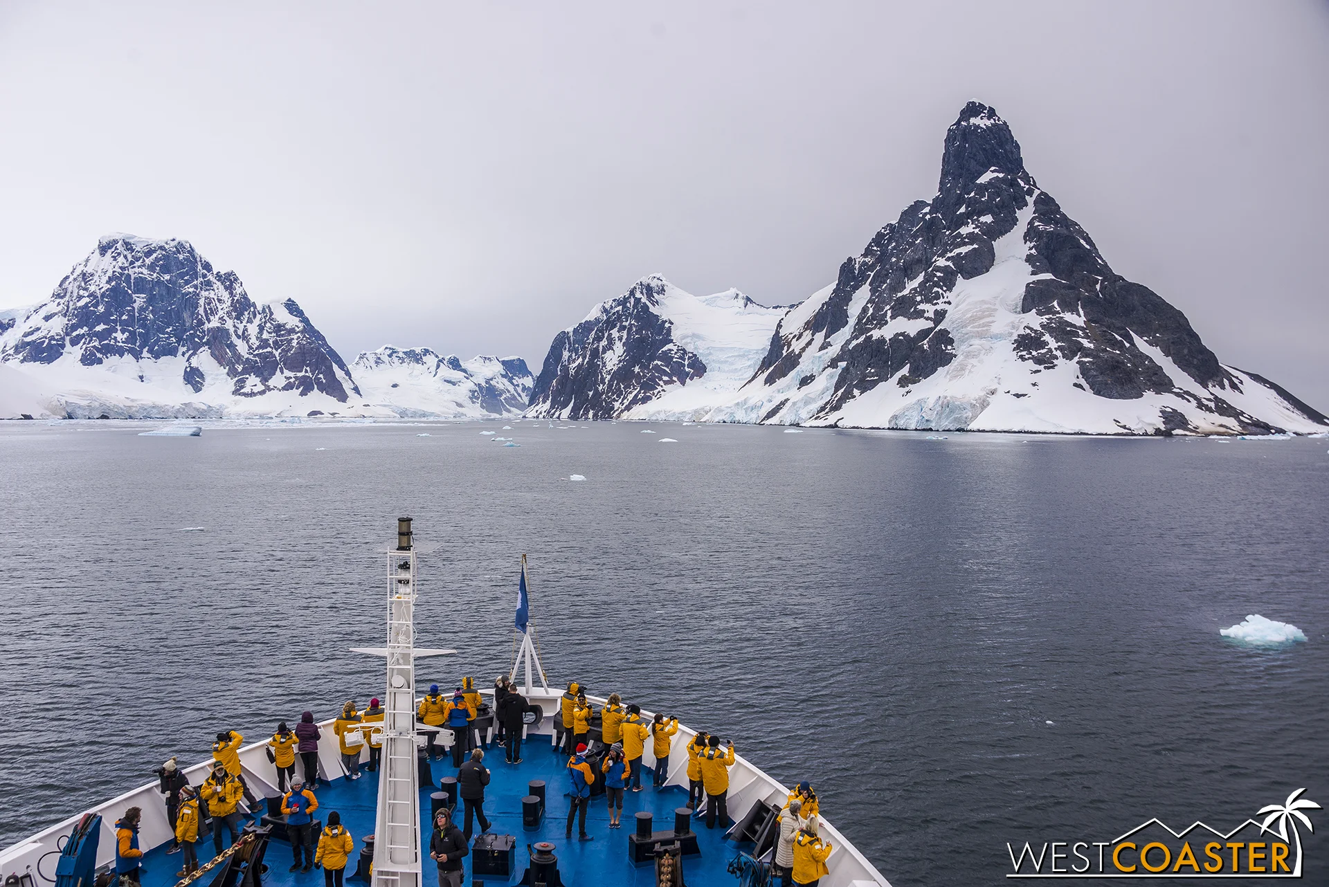 Passengers gather at the front of the boat as the Ocean Diamond continues chugging along.
