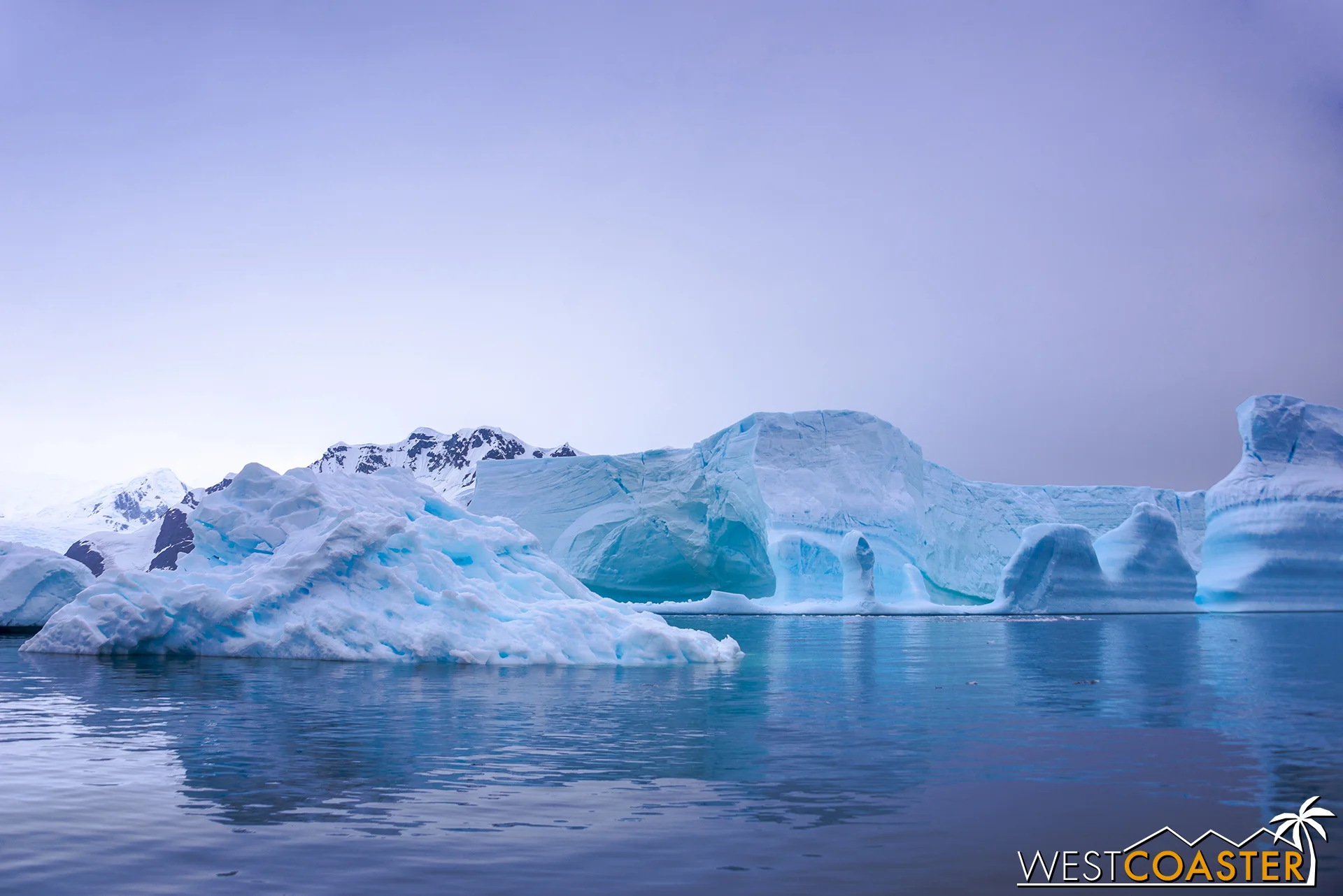 The spectacular and still waters of Pléneau Bay reflect the cool hues of the floating ice all around.