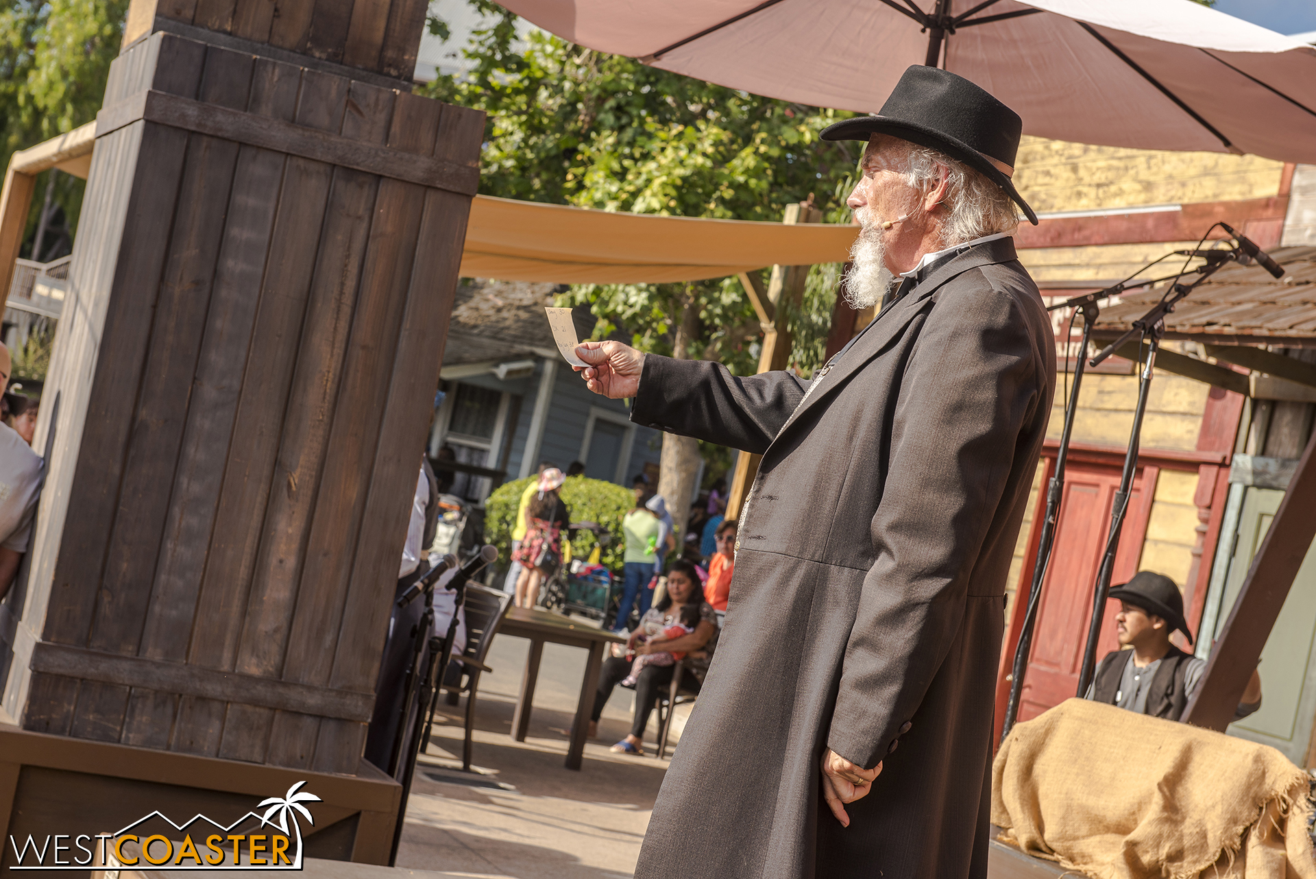 Judge Roy Bean announces the tallies, which are actual results based upon how people voted earlier.