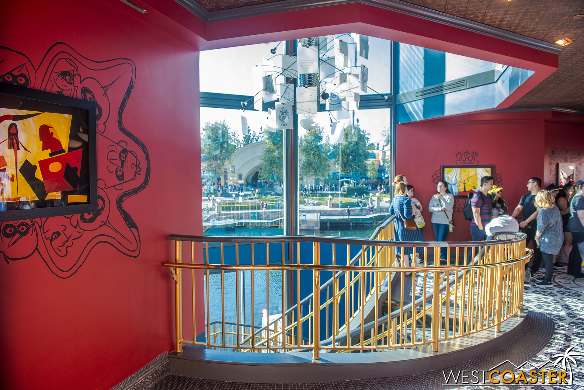  Inside, the spiral stairway leads to the lower level, which comprises the majority of the Lounge. 