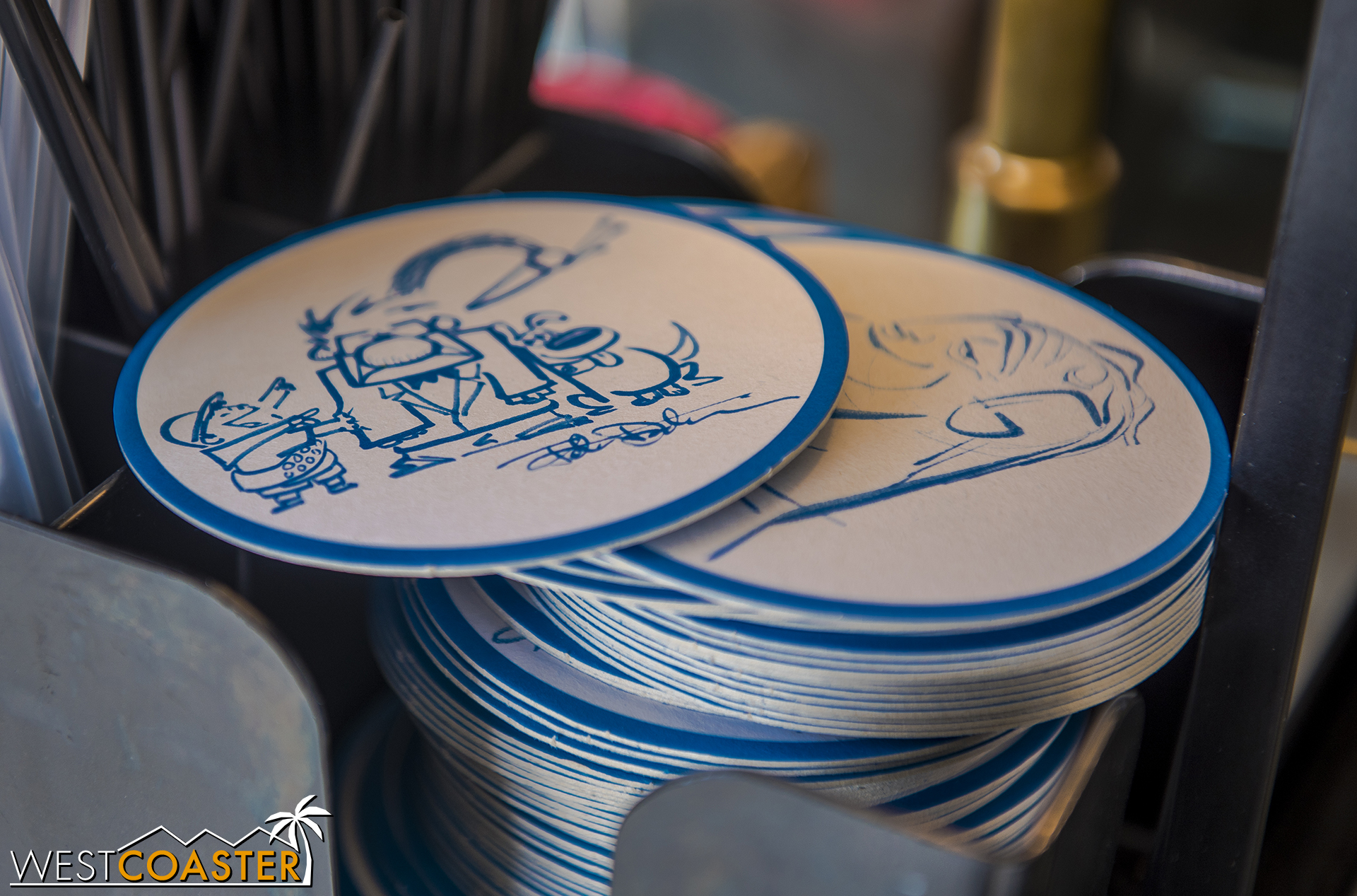  The coasters have dozens of designs on them.  A cool little thing Disney made! 