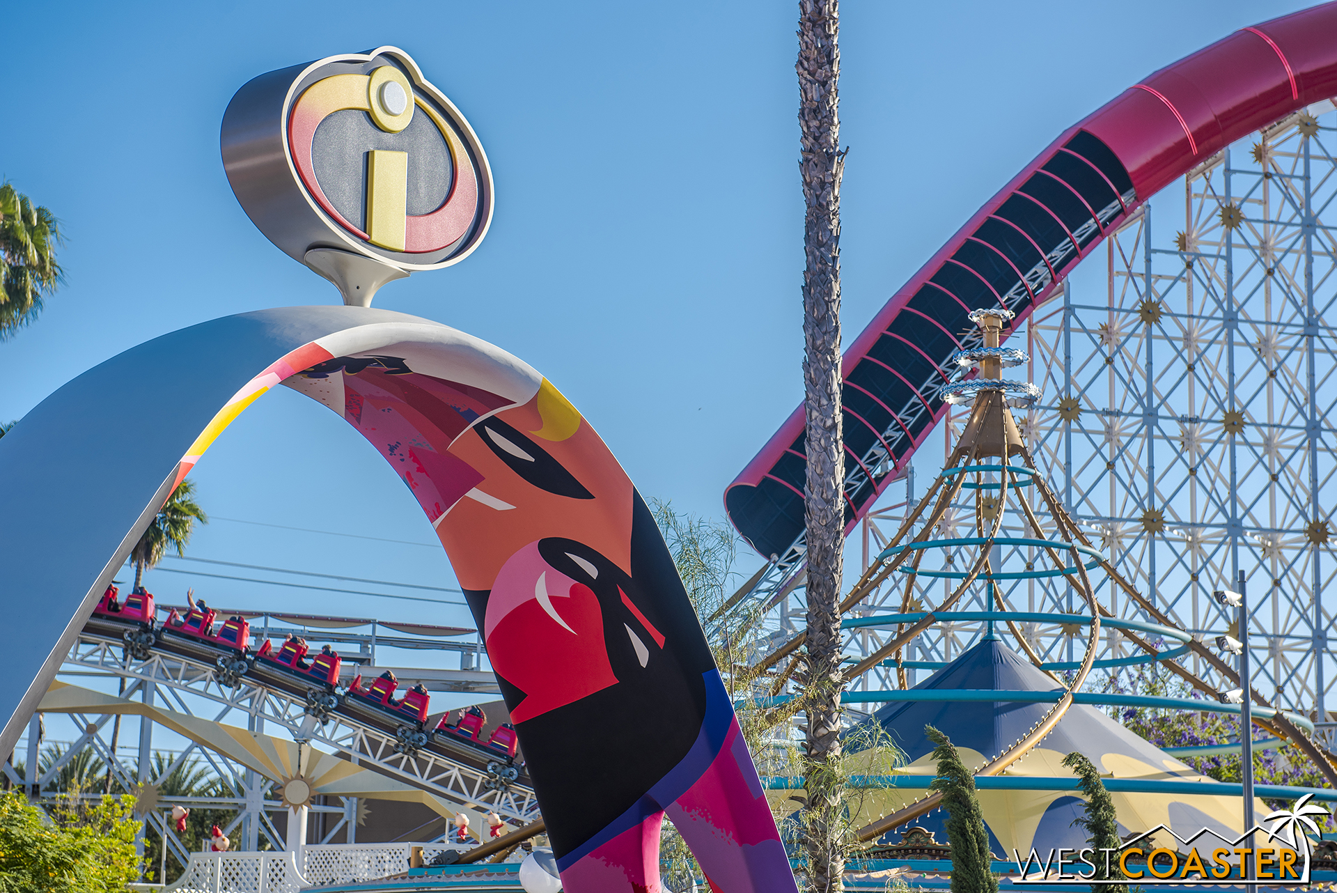  One issue with the arch, though, is that it frames a view straight—not the roller coaster entrance… 