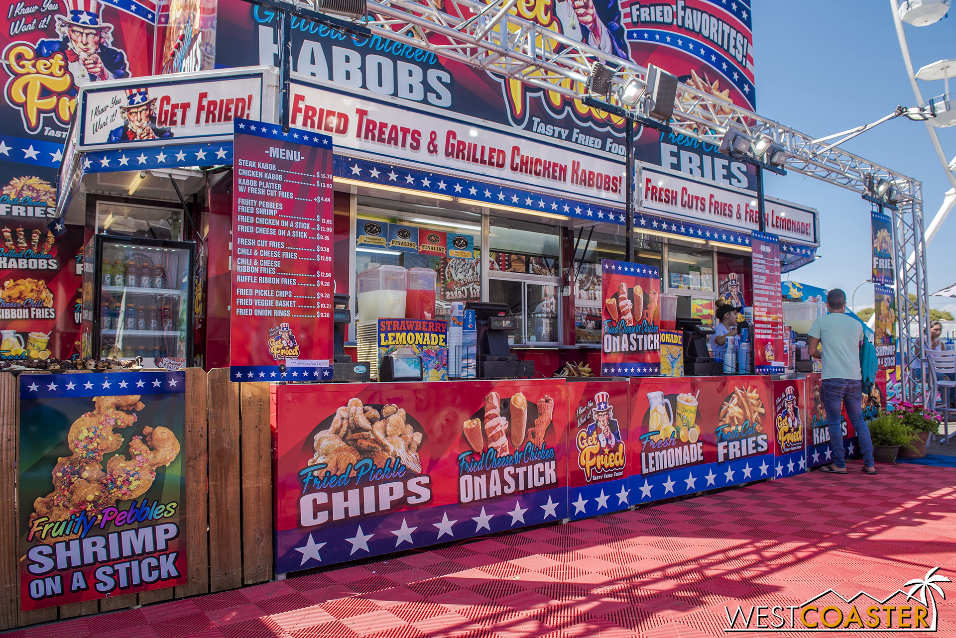  Fruity Pebbles Shrimp on a stick??  Find it at this booth on the west side of the Family Fairway. 