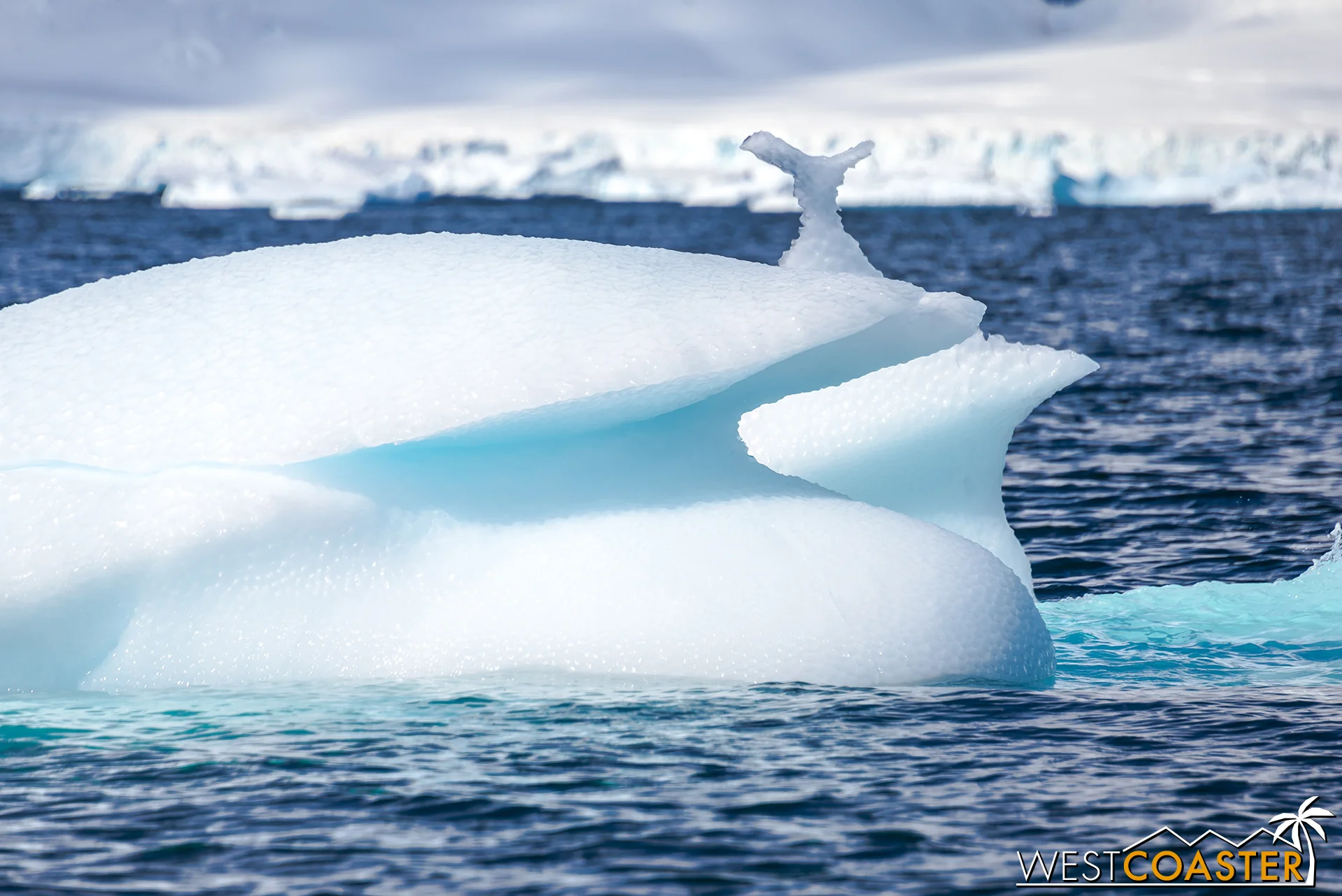Nature has a sense of humor, so in addition to real whales, there are icy versions. Or at least an iceberg that looks like it has a small whale's tail on top.