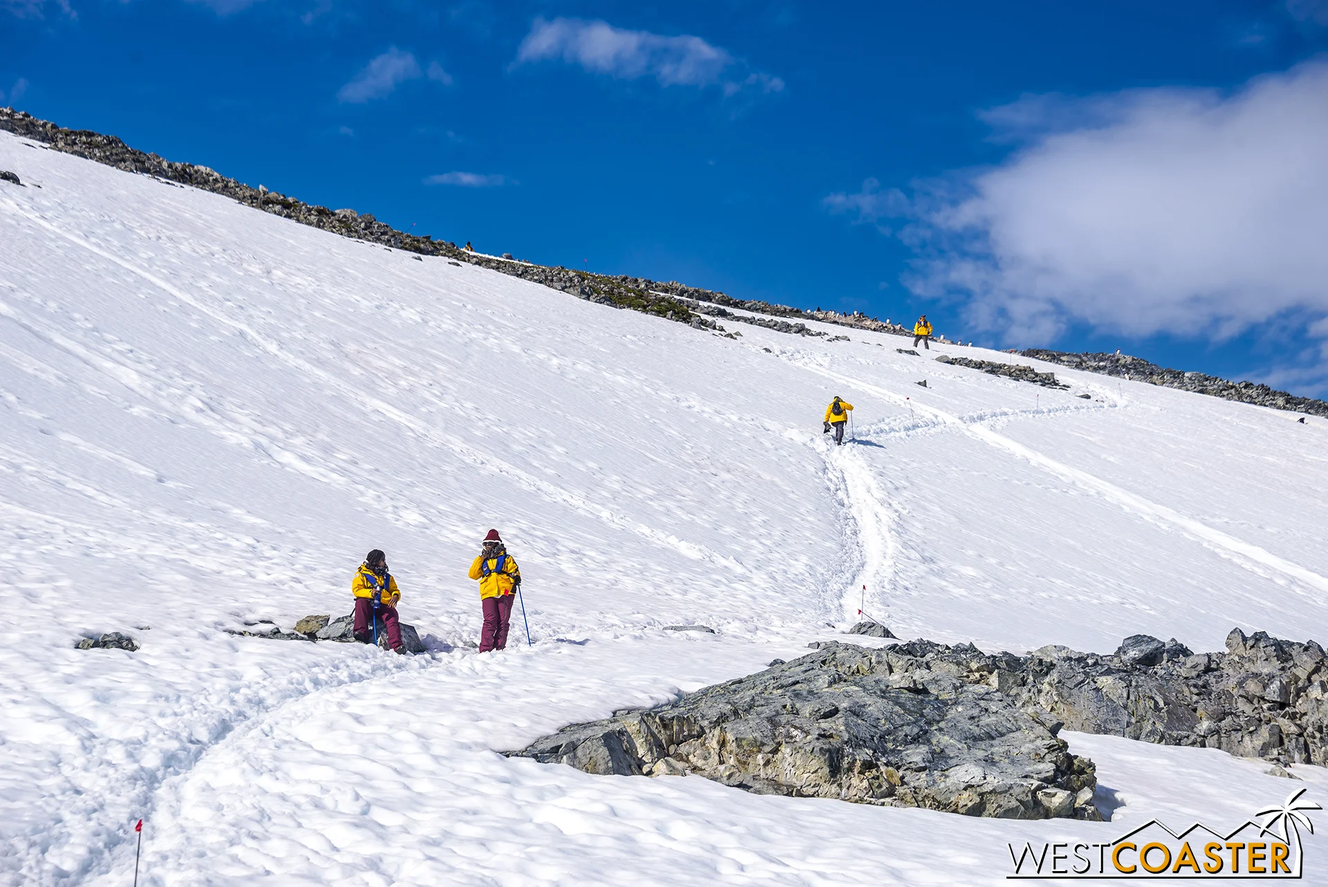 Starting our hike up the slope.