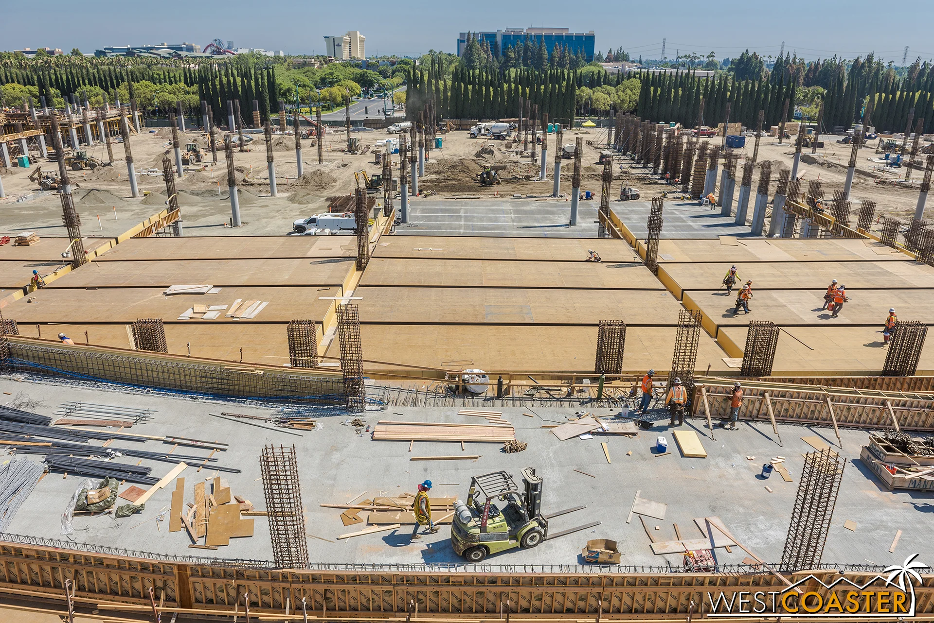 Concrete has already been poured along the ramps.